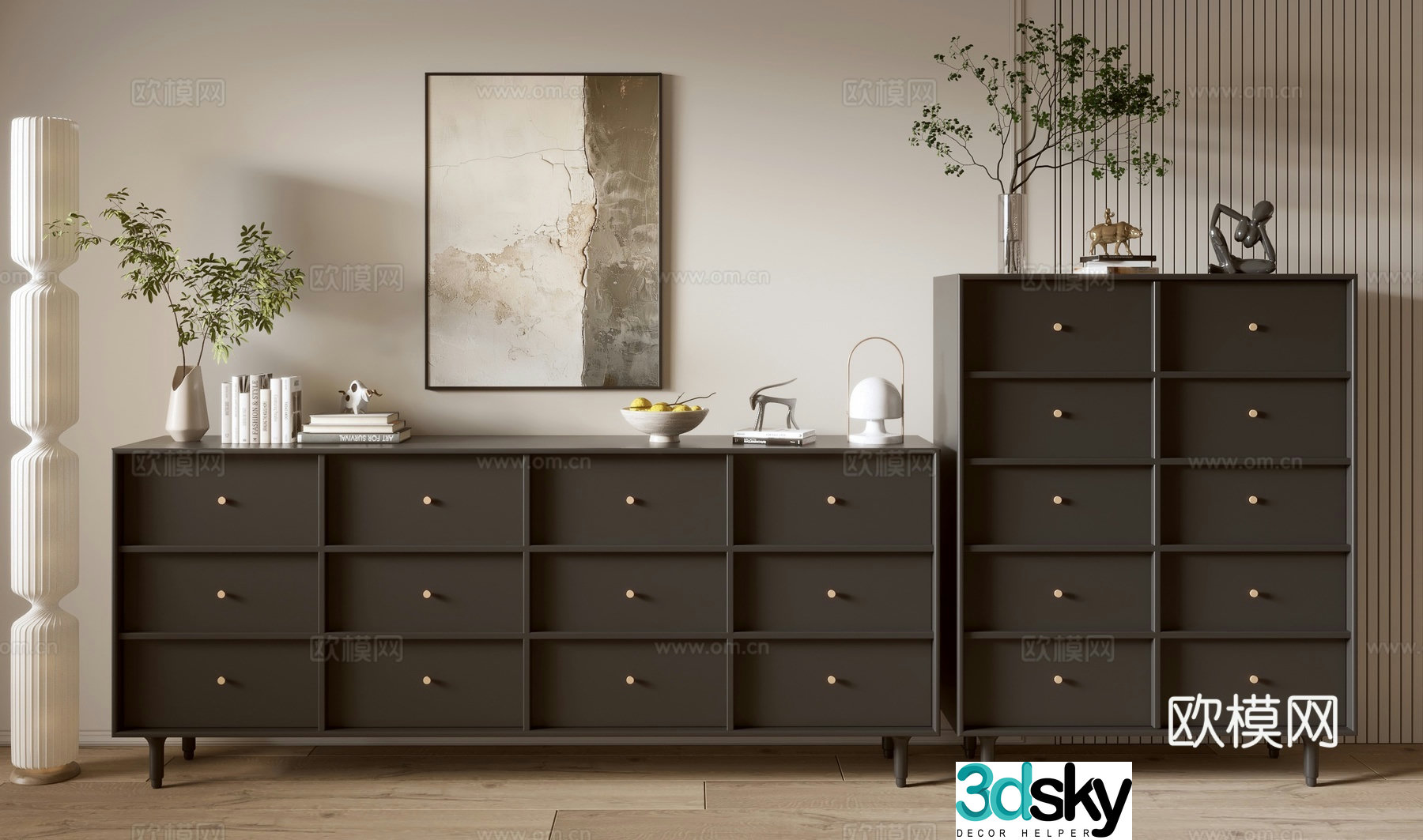 Modern chest of drawers side cabinet 3d model