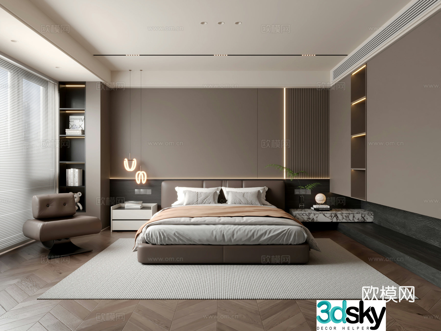 Italian style bedroom master bedroom 3d model