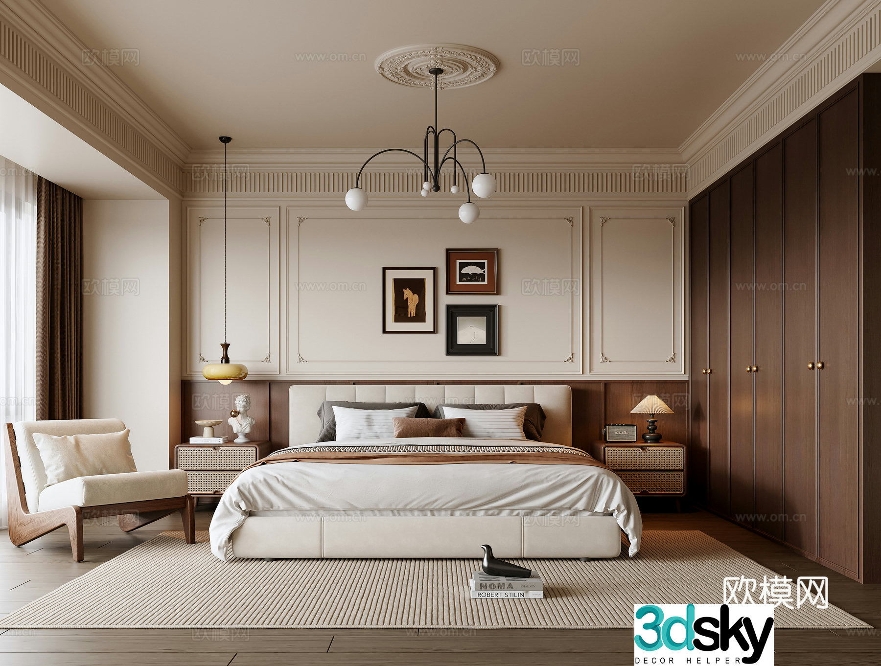 Medieval style bedroom master bedroom 3d model