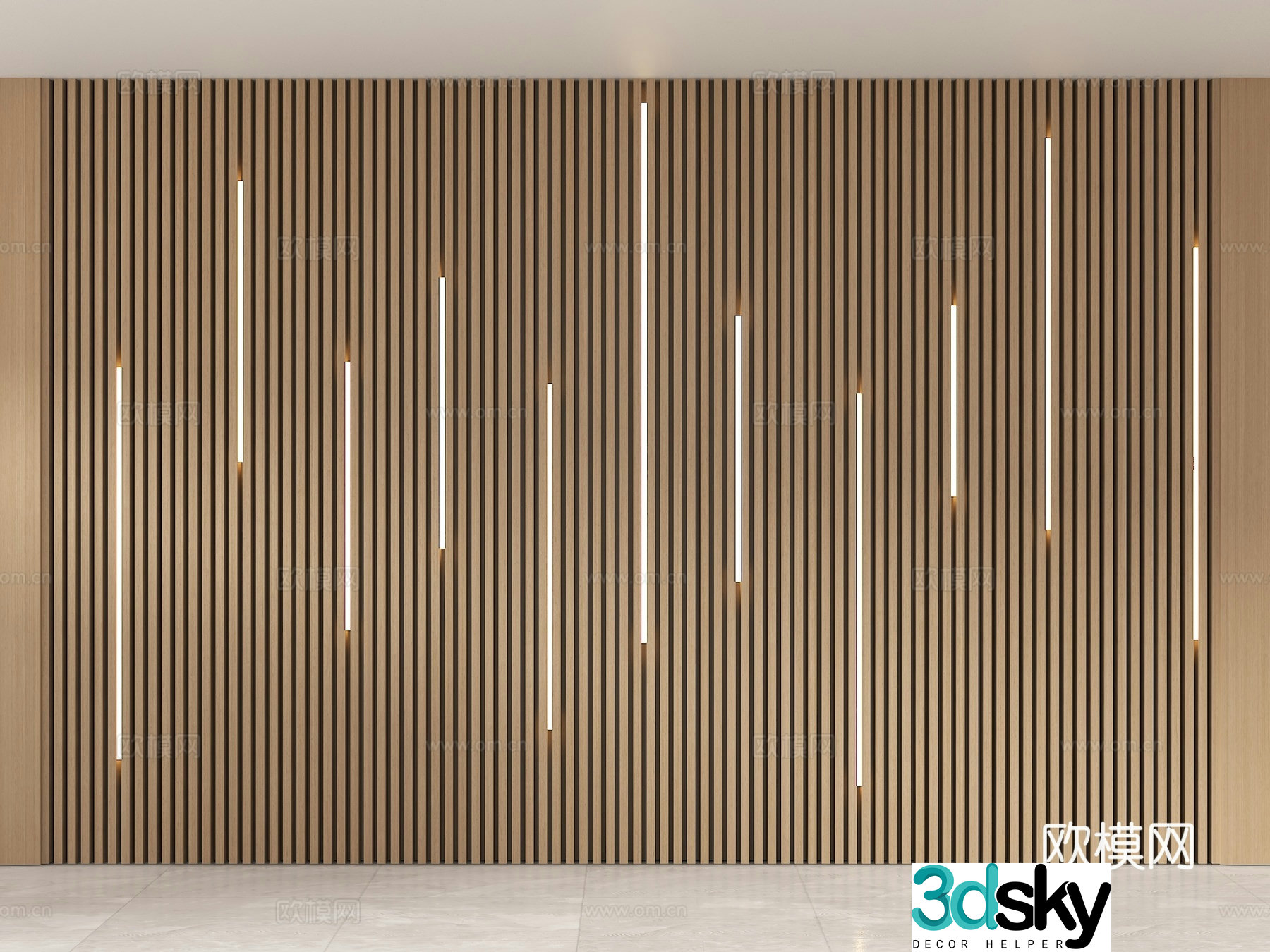 Wooden veneer modeling background wall creative background wall grille starry sky background wall 3d model