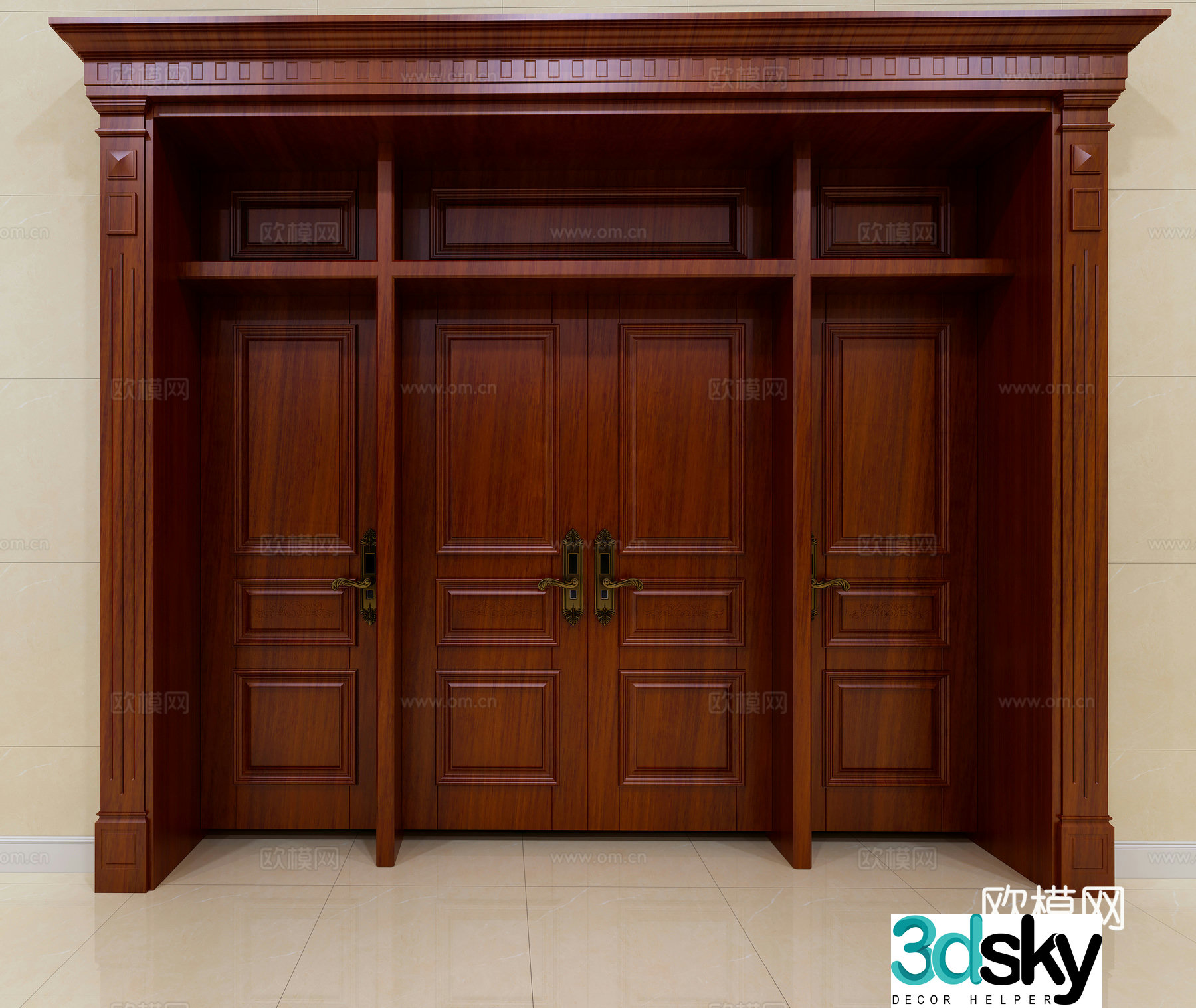 European style entrance door carved door 3d model