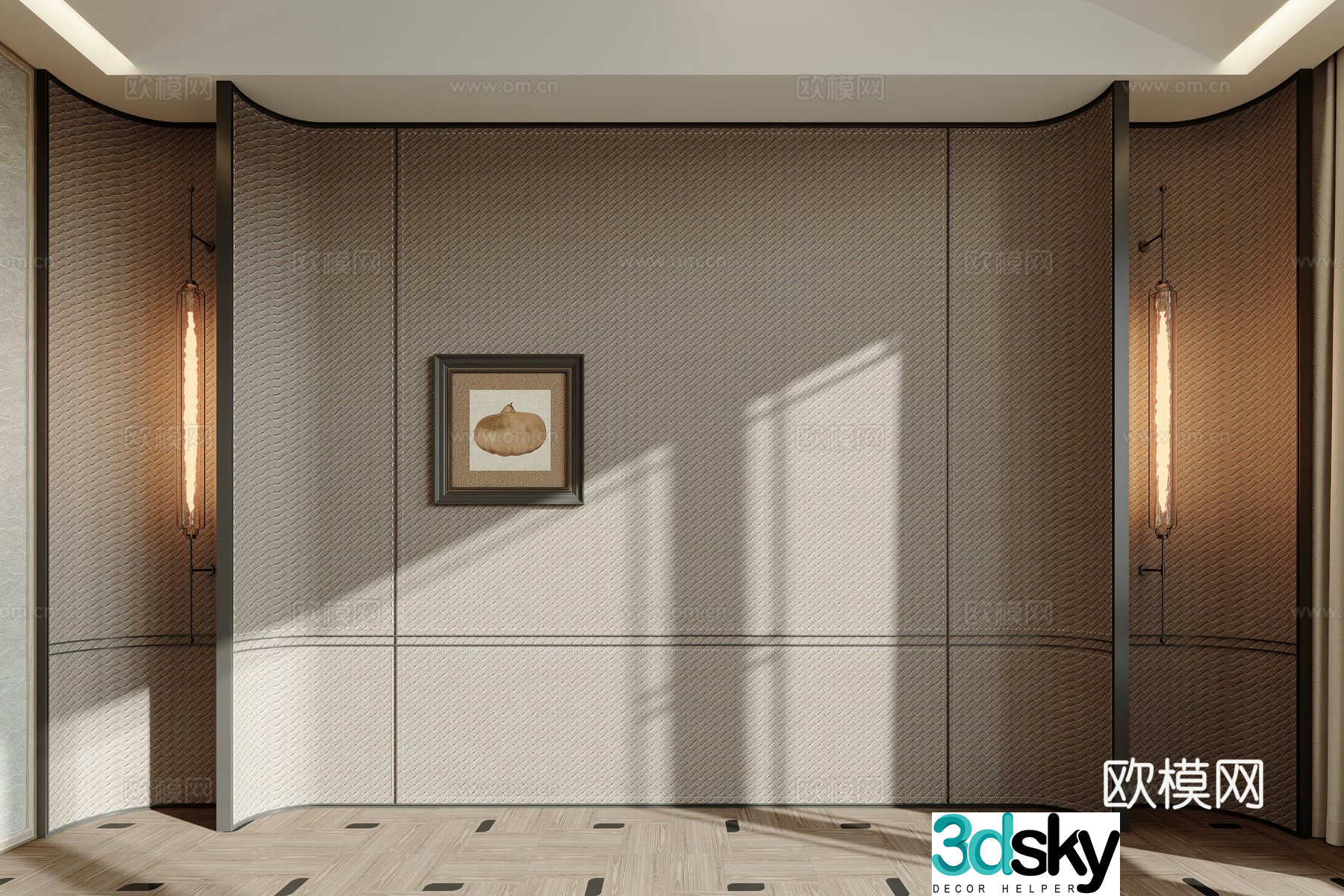 Modern background wall bedside background 3d model