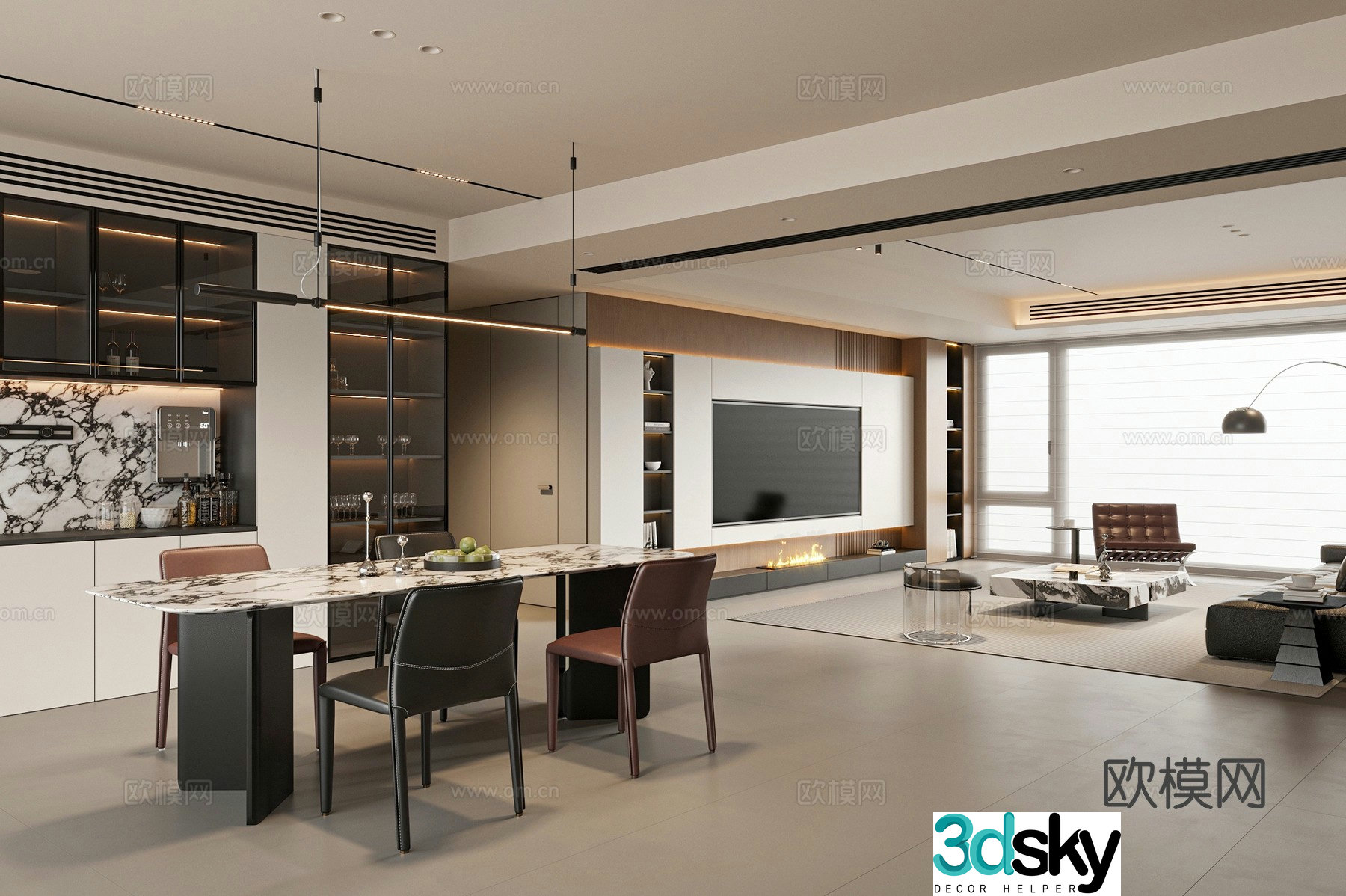Modern guest restaurant 3d model
