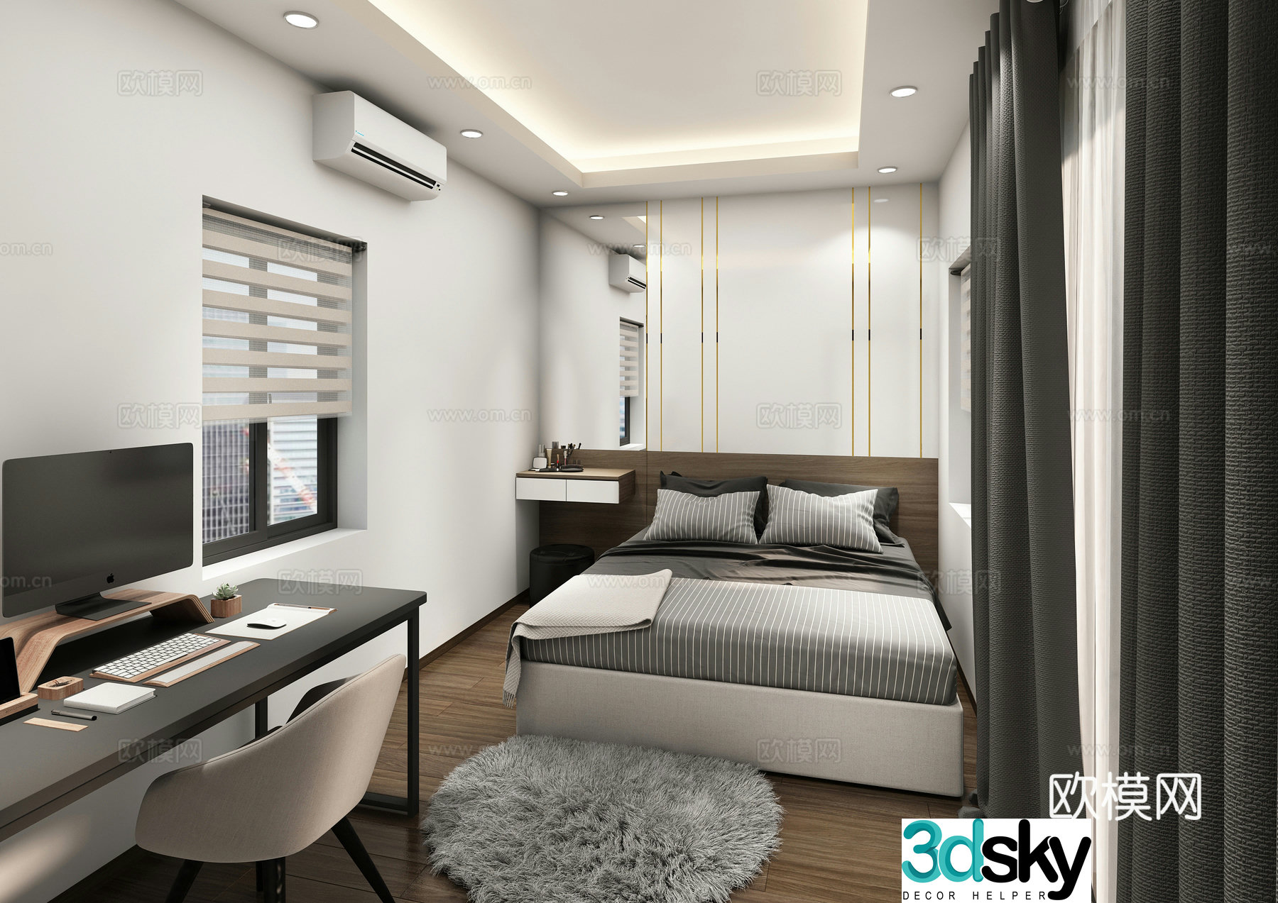 Modern bedroom second bedroom 3d model