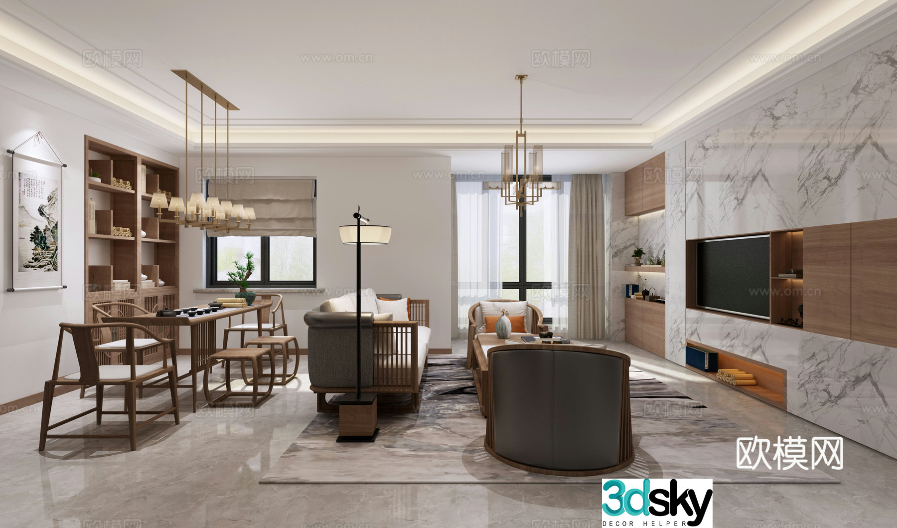 New Chinese style living room 3d model