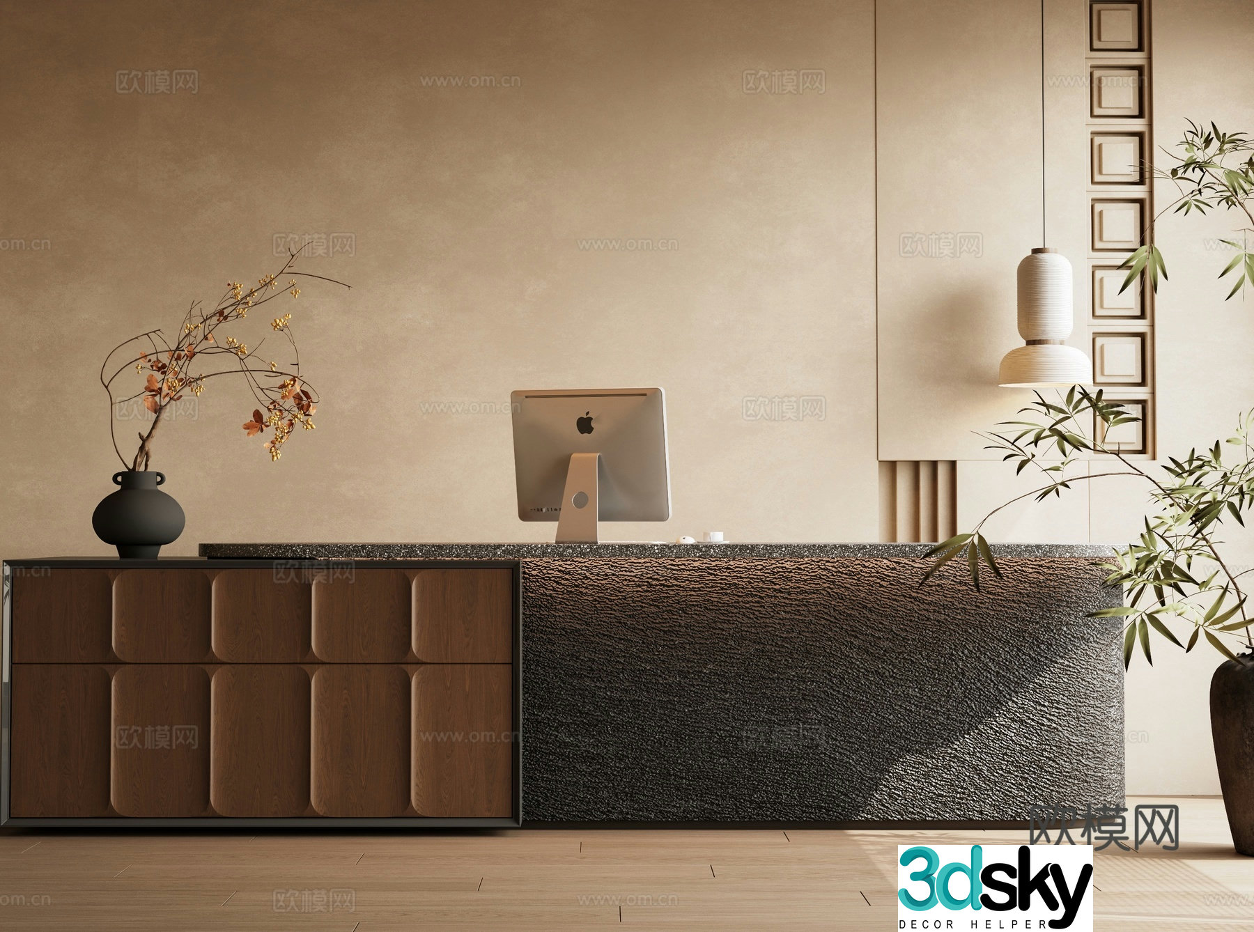 Medieval style front desk reception desk service desk information desk 3D model
