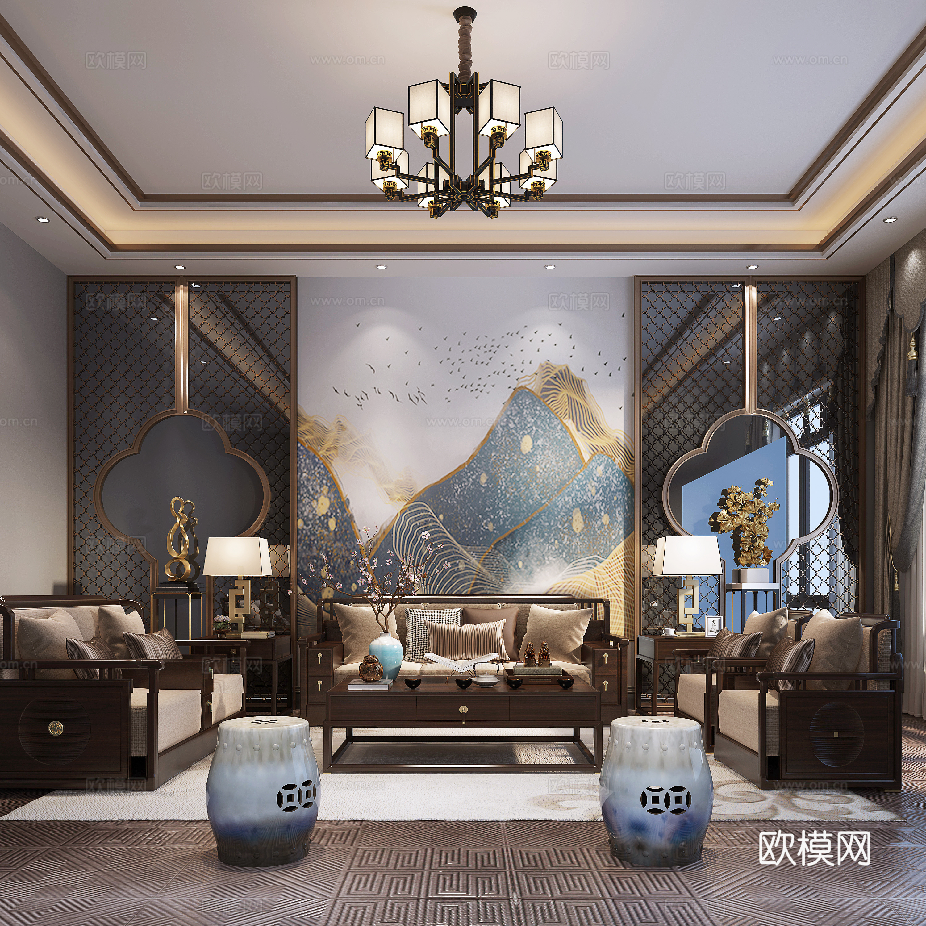 New Chinese style living room 3d model