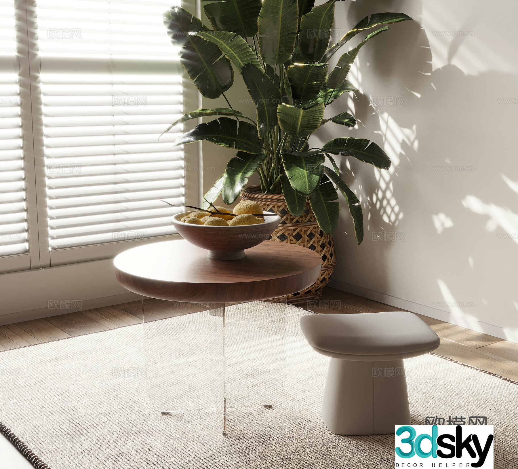 Medieval style round corner table round table side table 3D model