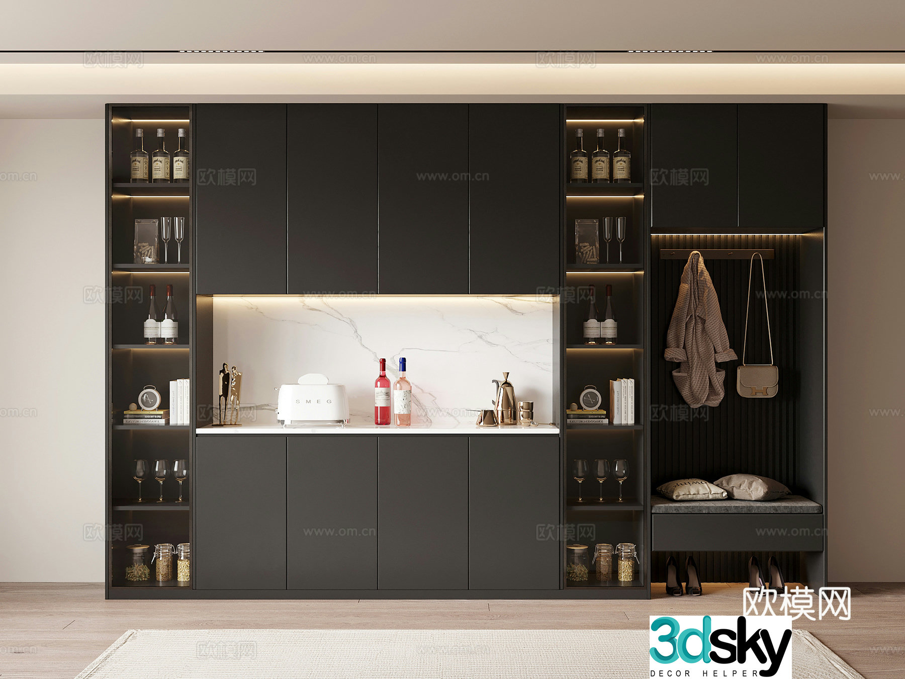 Modern wine cabinet shoe cabinet sideboard 3D model