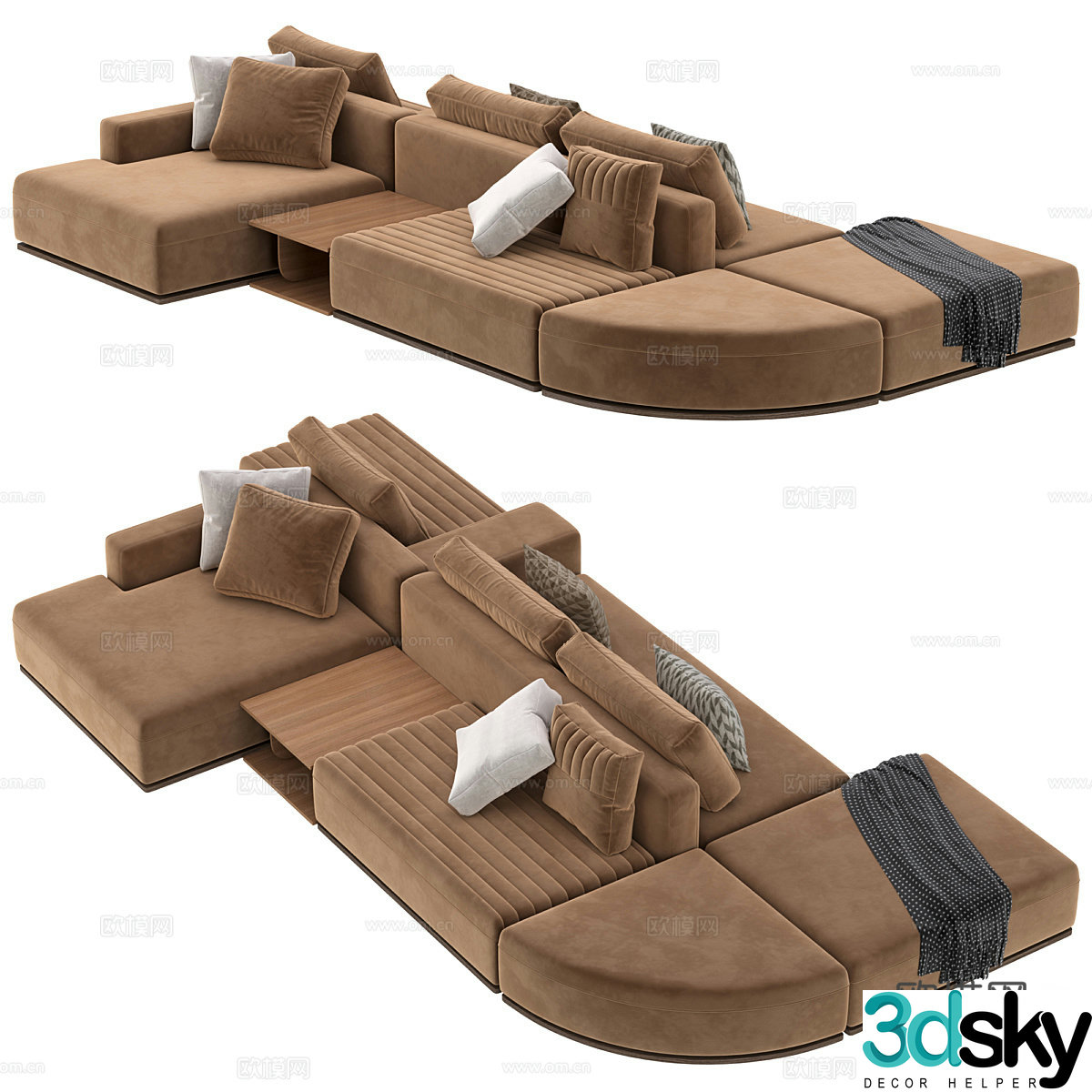 Multi-person sofa module sofa 3d model