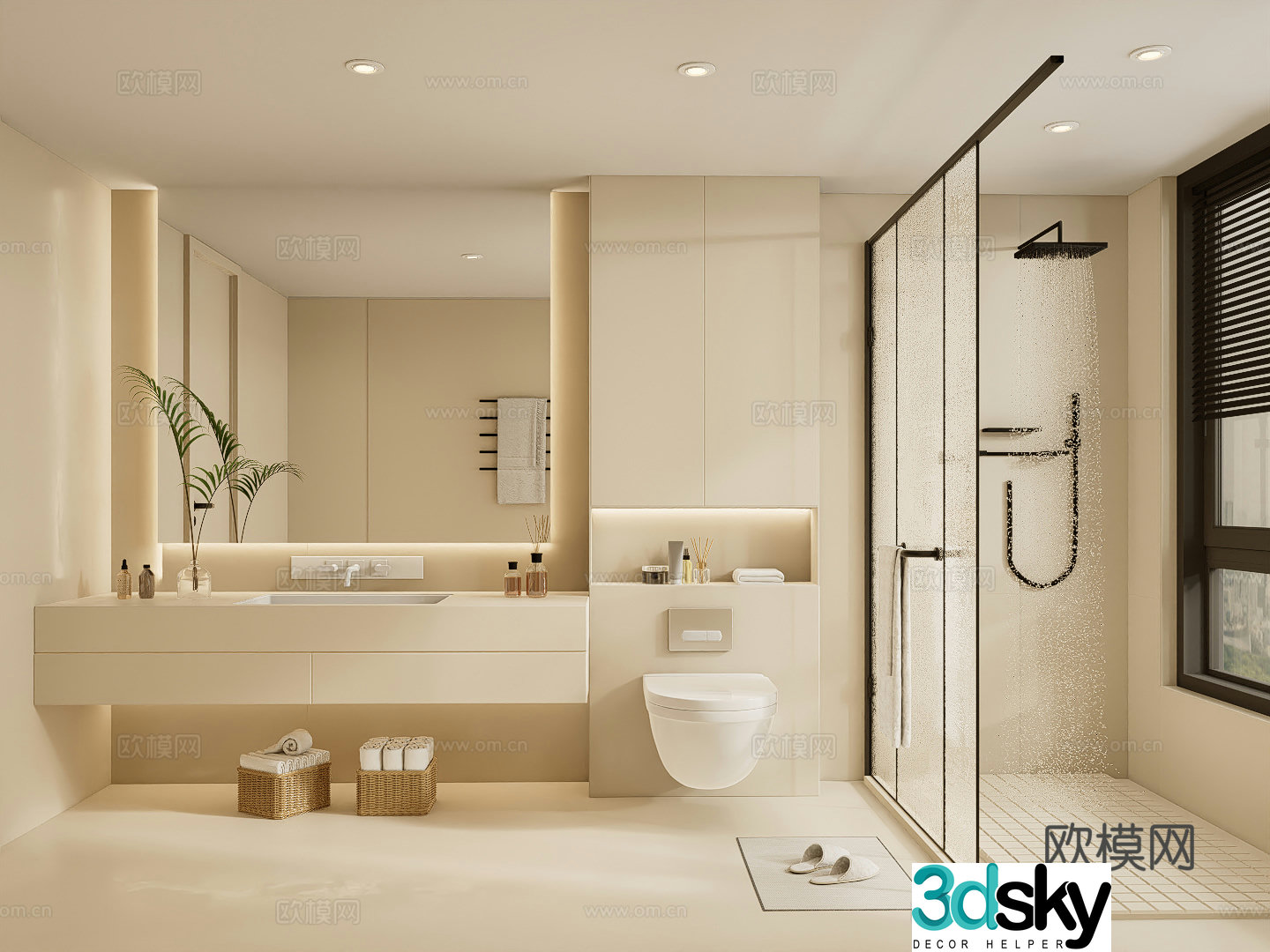 Cream style bathroom bathroom 3d model