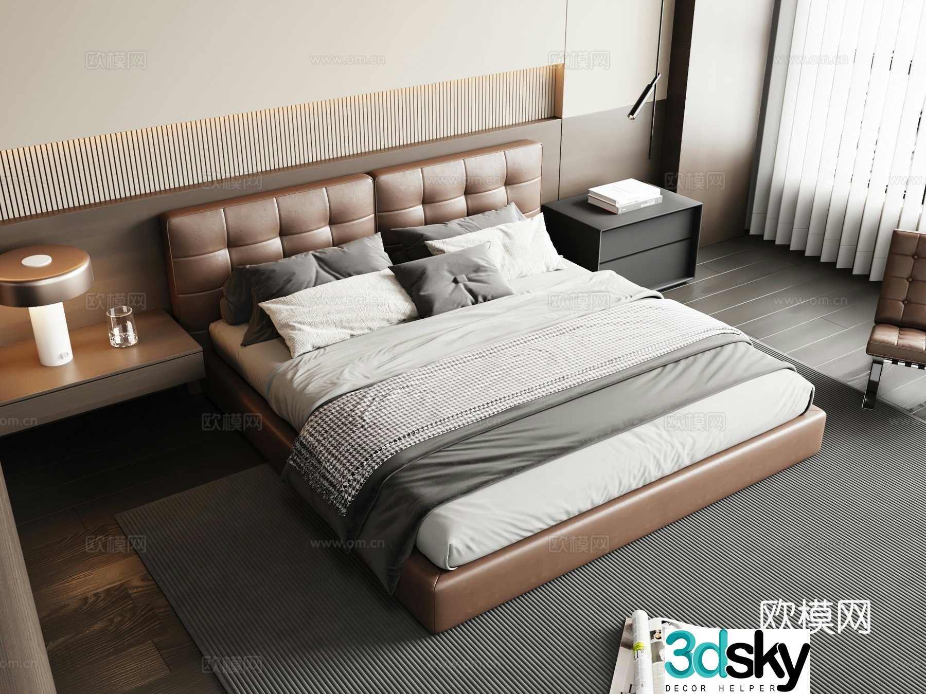Modern double bed 3d model