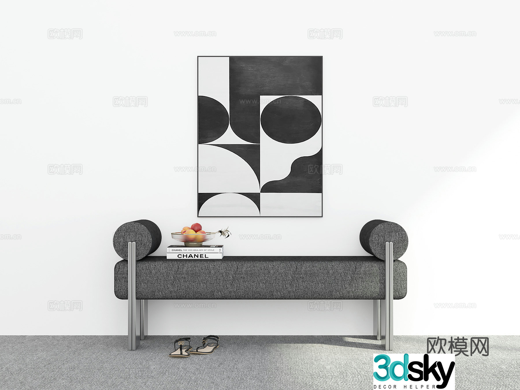 Modern bench shoe changing stool 3d model