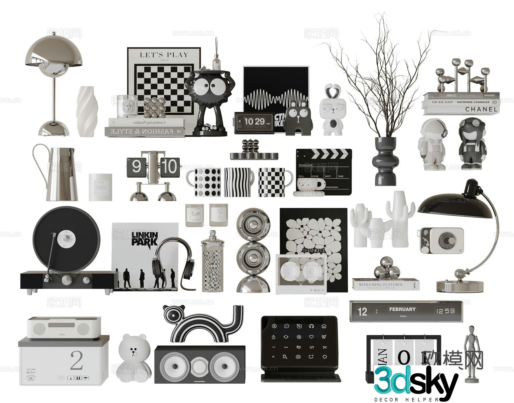 Modern decorations ornaments books desk lamp 3d model
