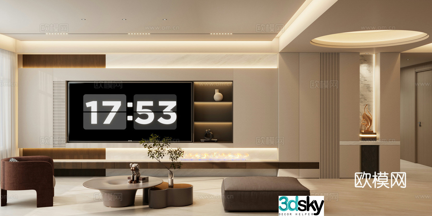Italian TV background wall 3D model