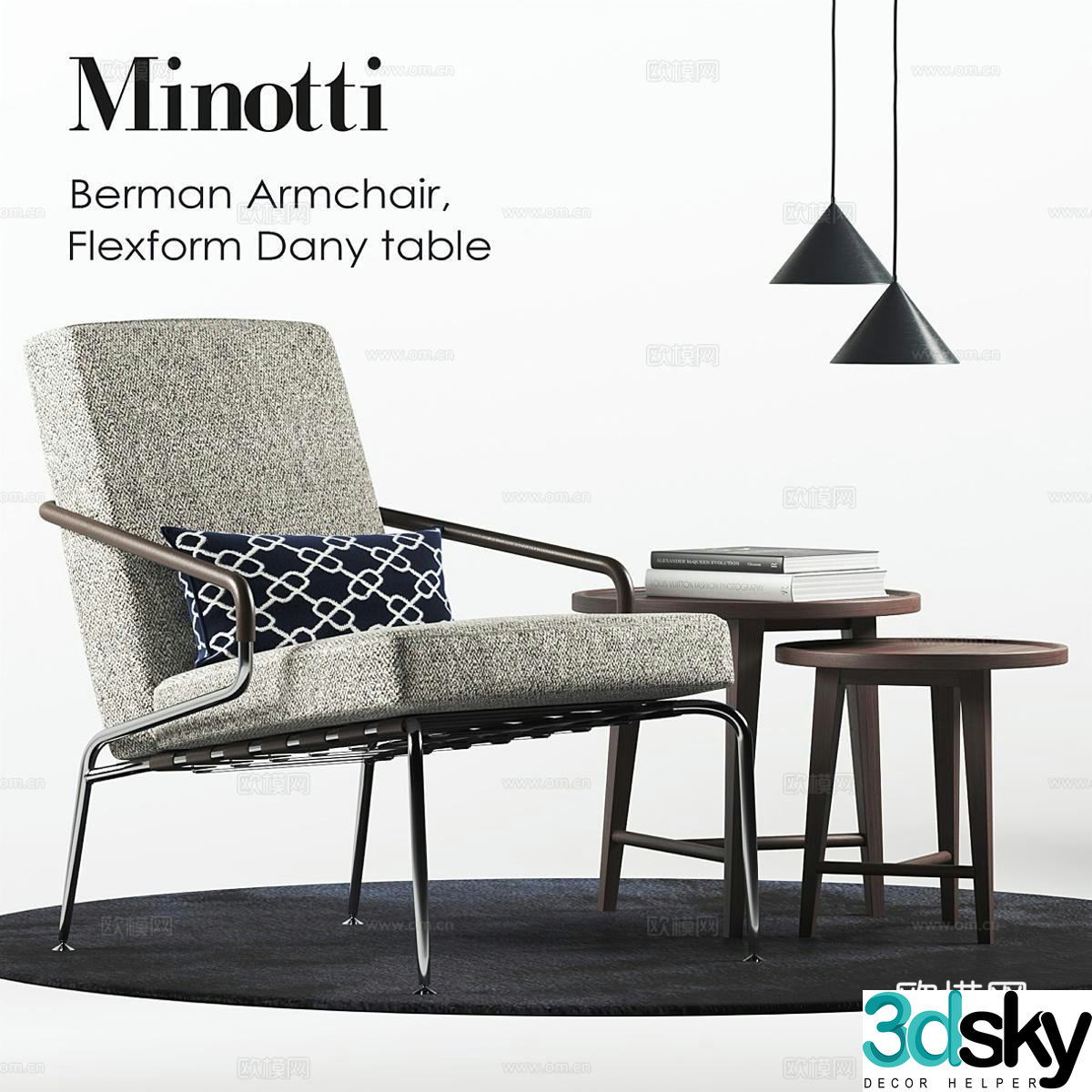Minotti Italian fabric leisure chair armchair 3d model