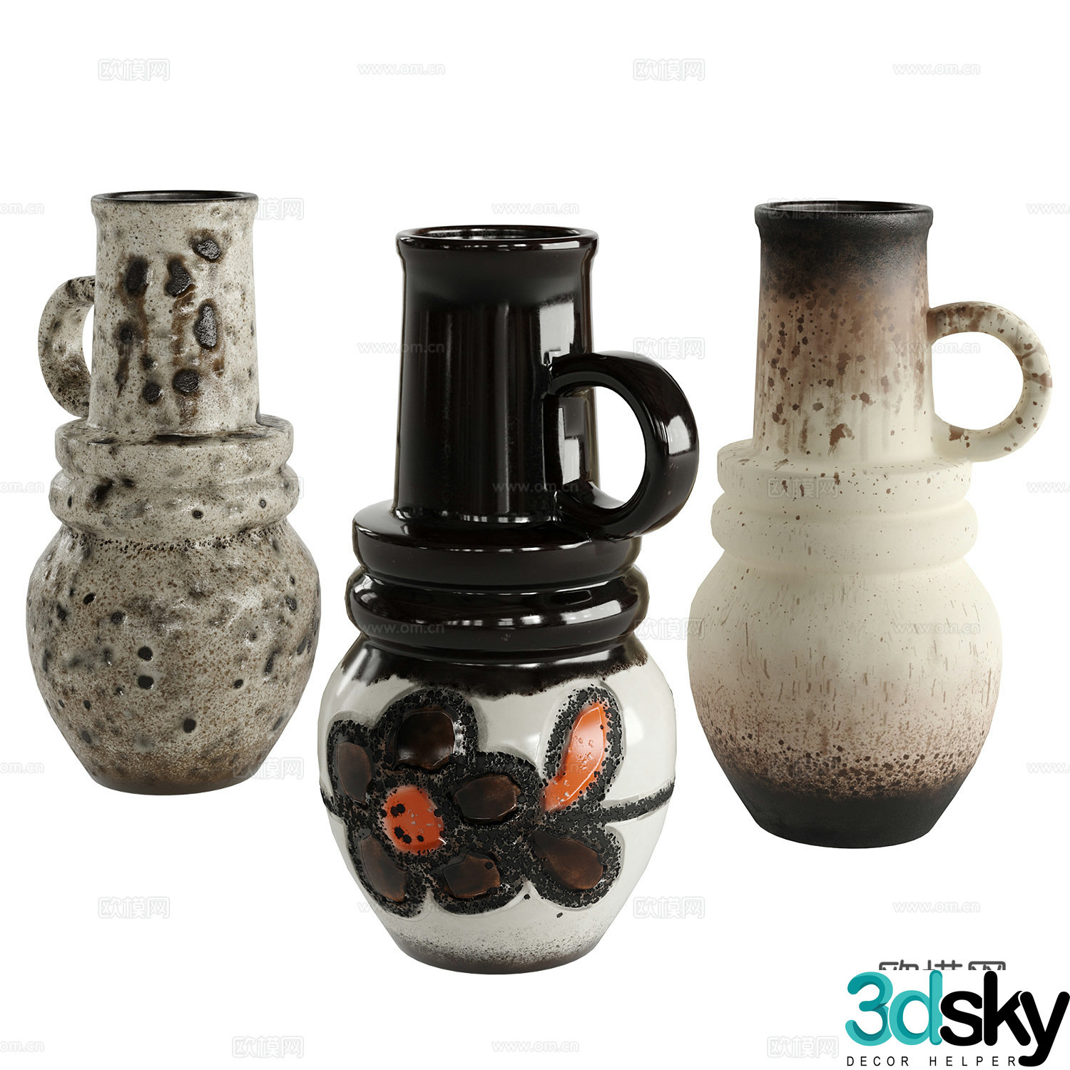 viennese clay pot vase 3d model