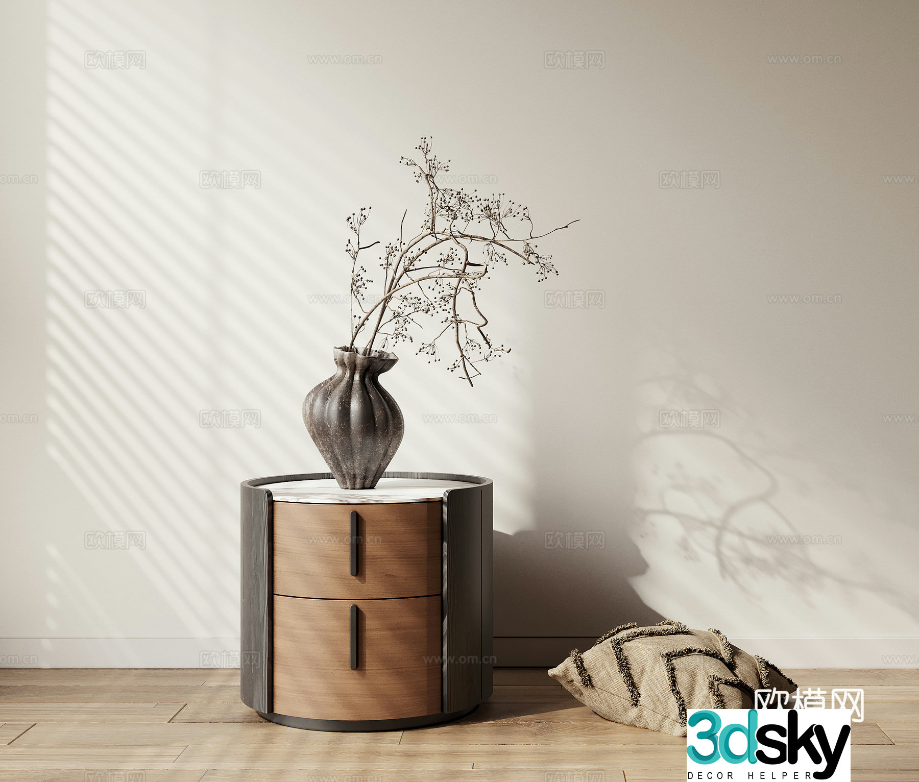 Medieval style round side table bedside table 3d model