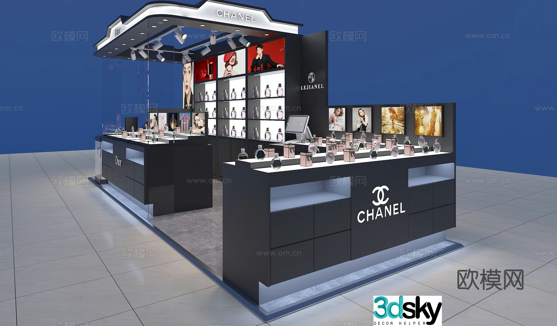 Shopping mall perfume display cabinet 3d model