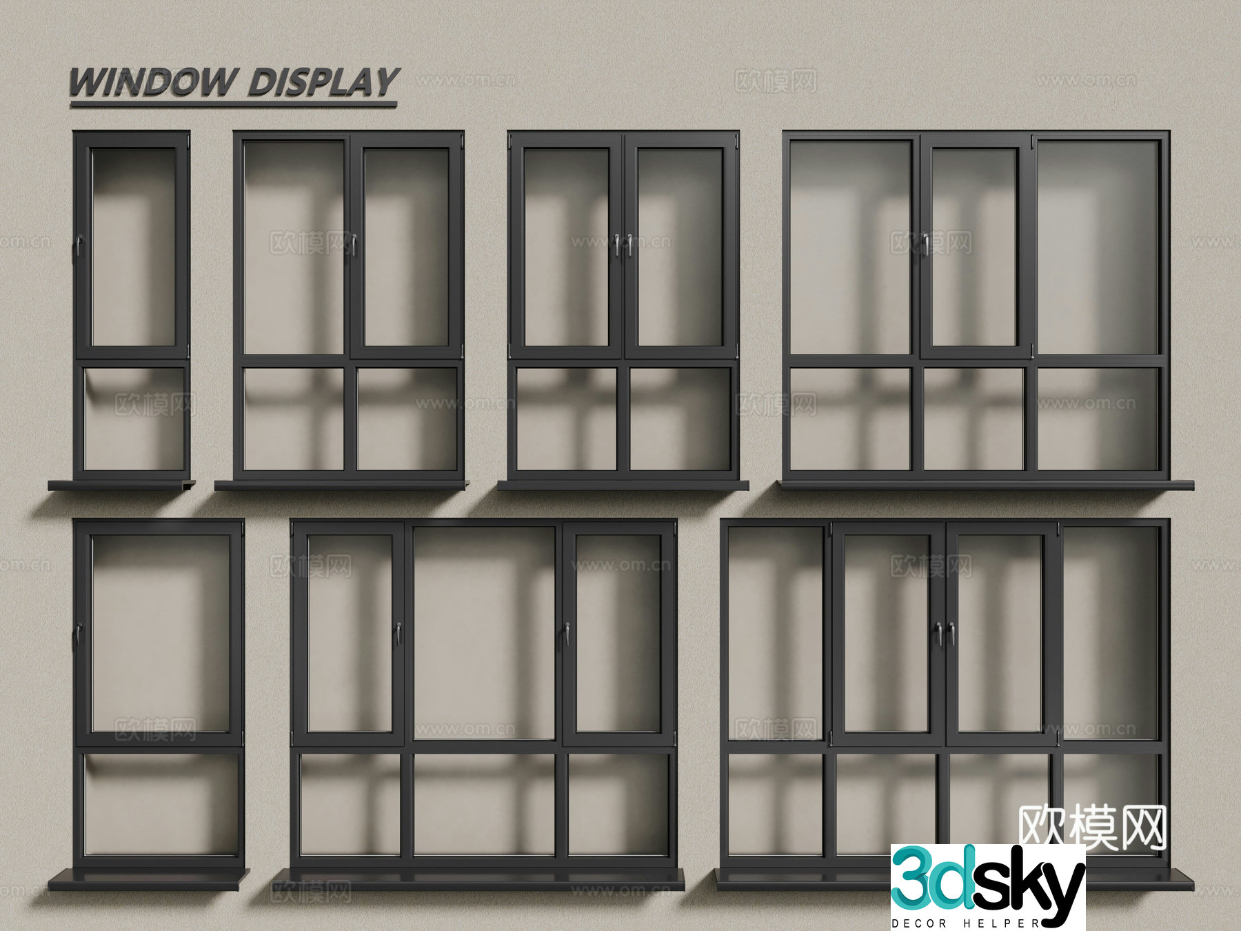 Modern windows aluminum alloy windows casement windows floor-to-ceiling windows 3d model