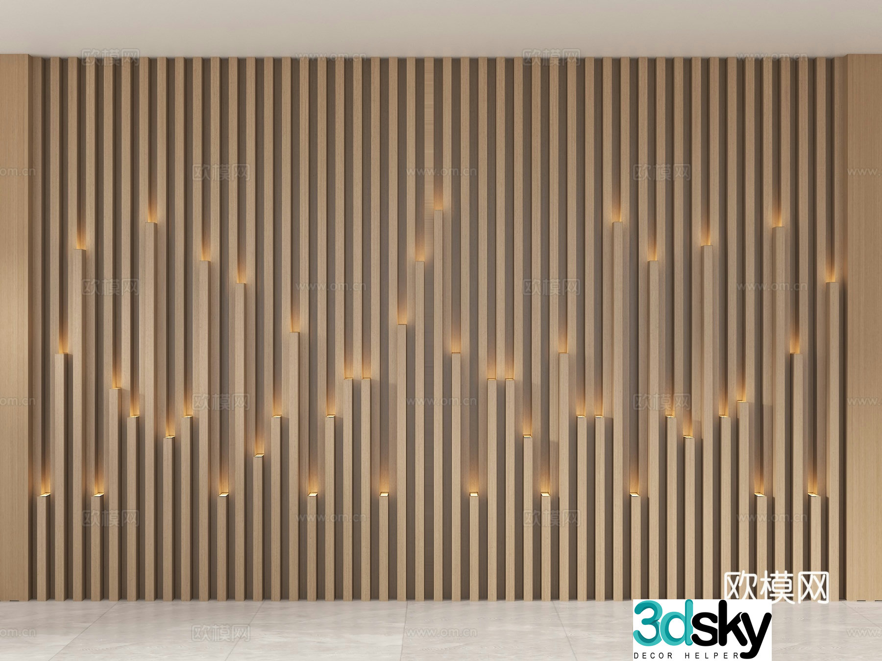 Wooden veneer modeling background wall creative background wall 3d model