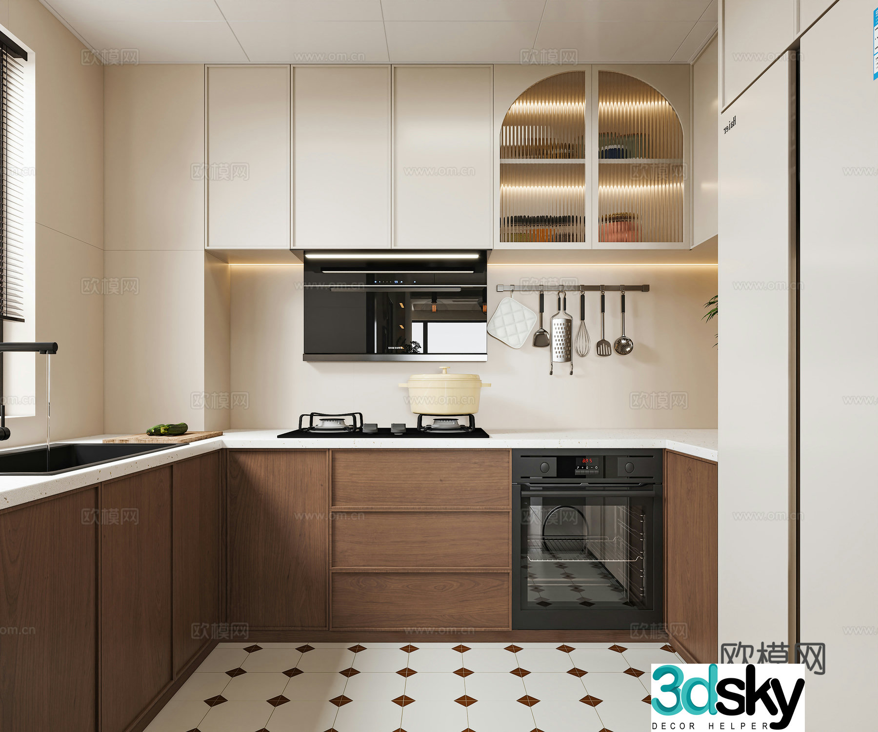 Medieval style kitchen cabinet 3d model