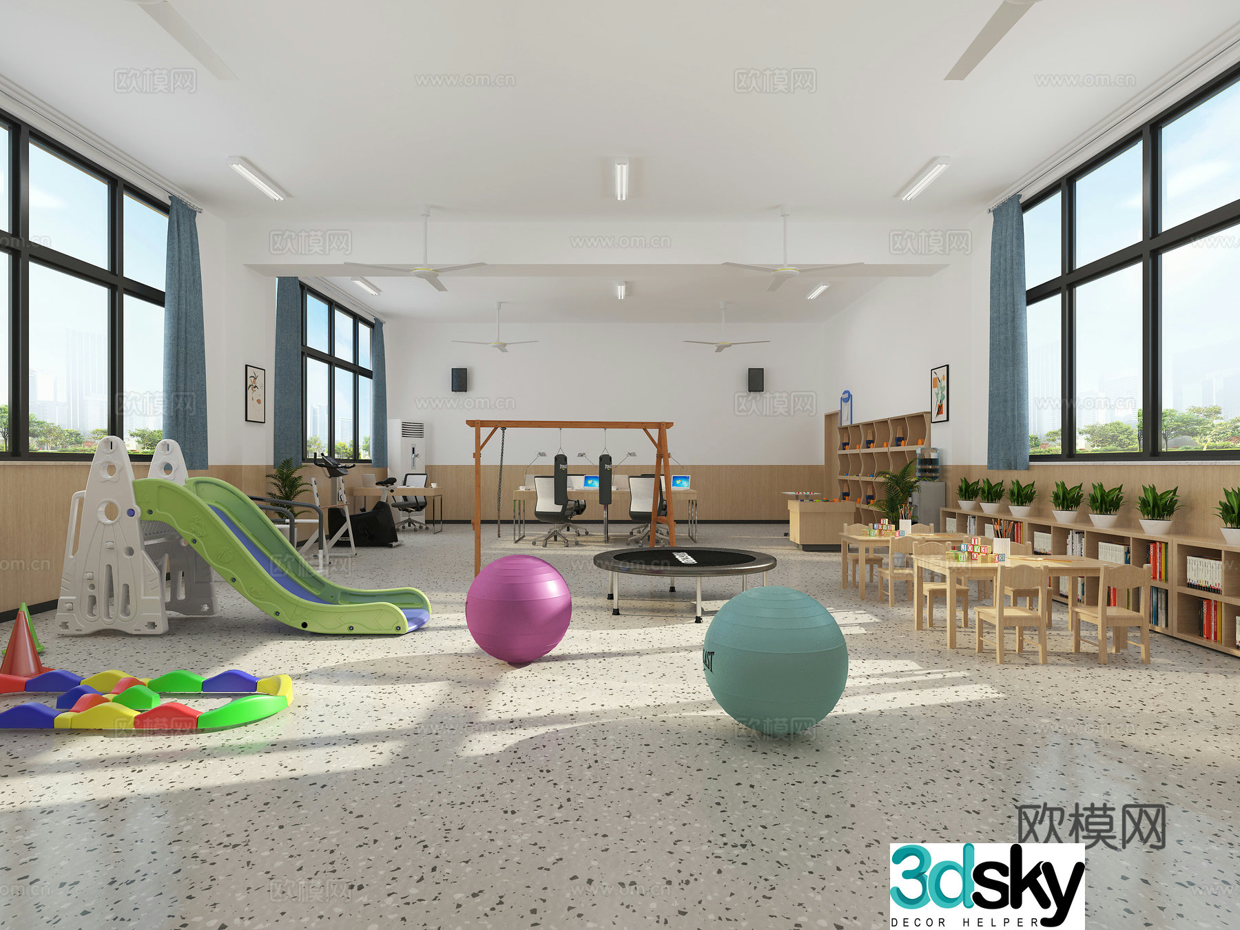 Modern resource classroom 3d model