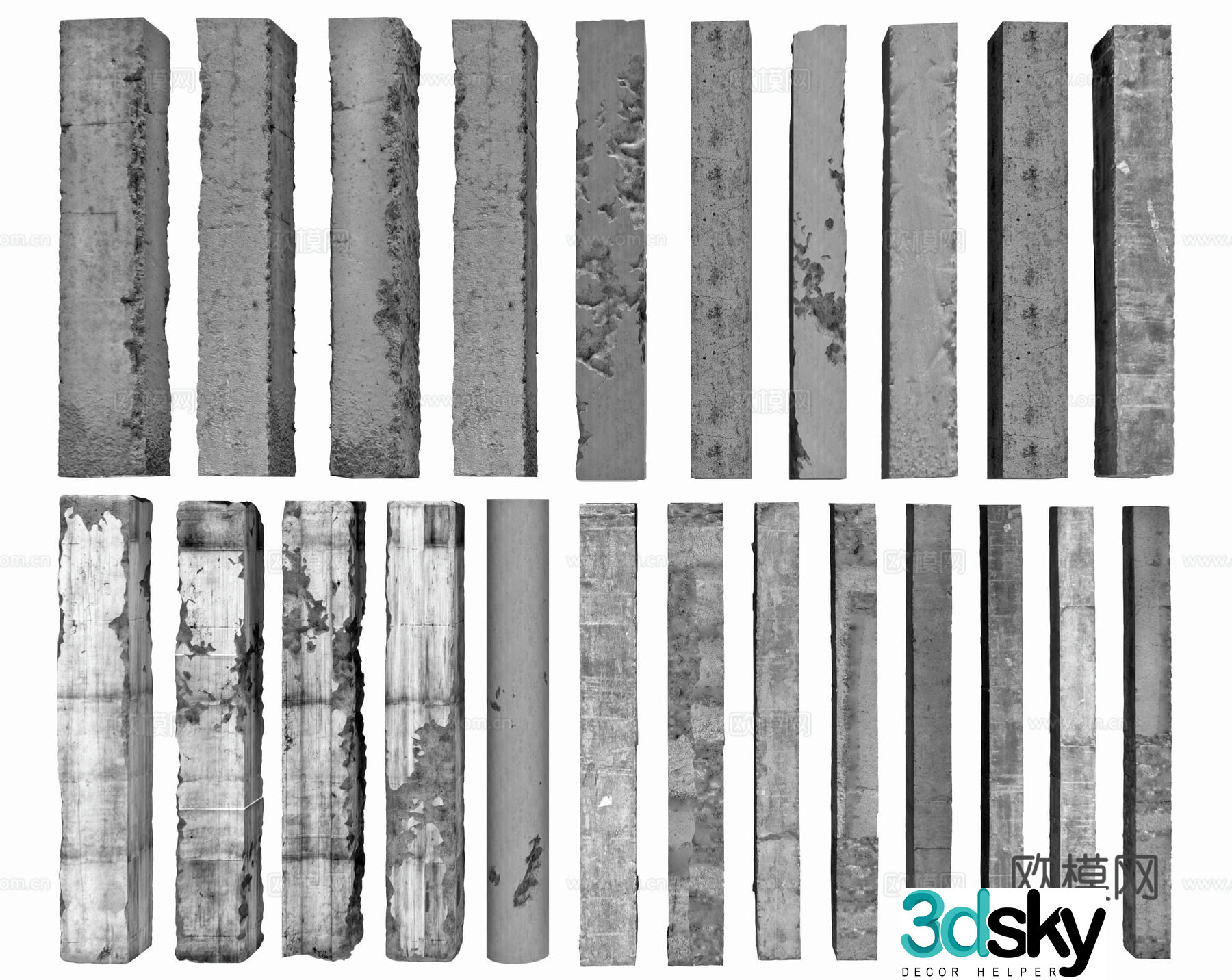cement pillar concrete pillar stone pillar 3d model