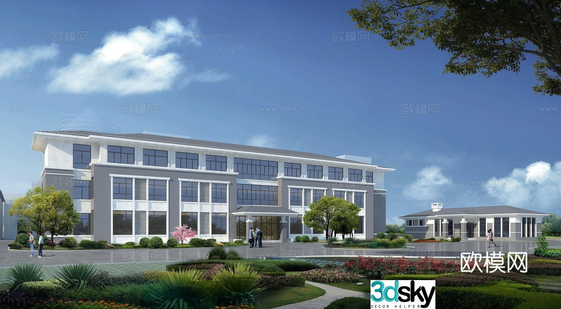 New Chinese style office building exterior 3D model