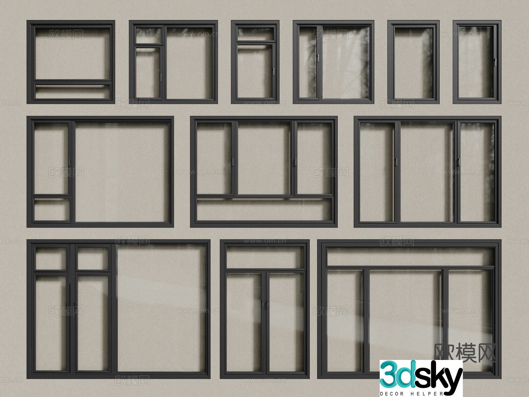 Modern windows aluminum alloy windows casement windows floor-to-ceiling windows 3d model