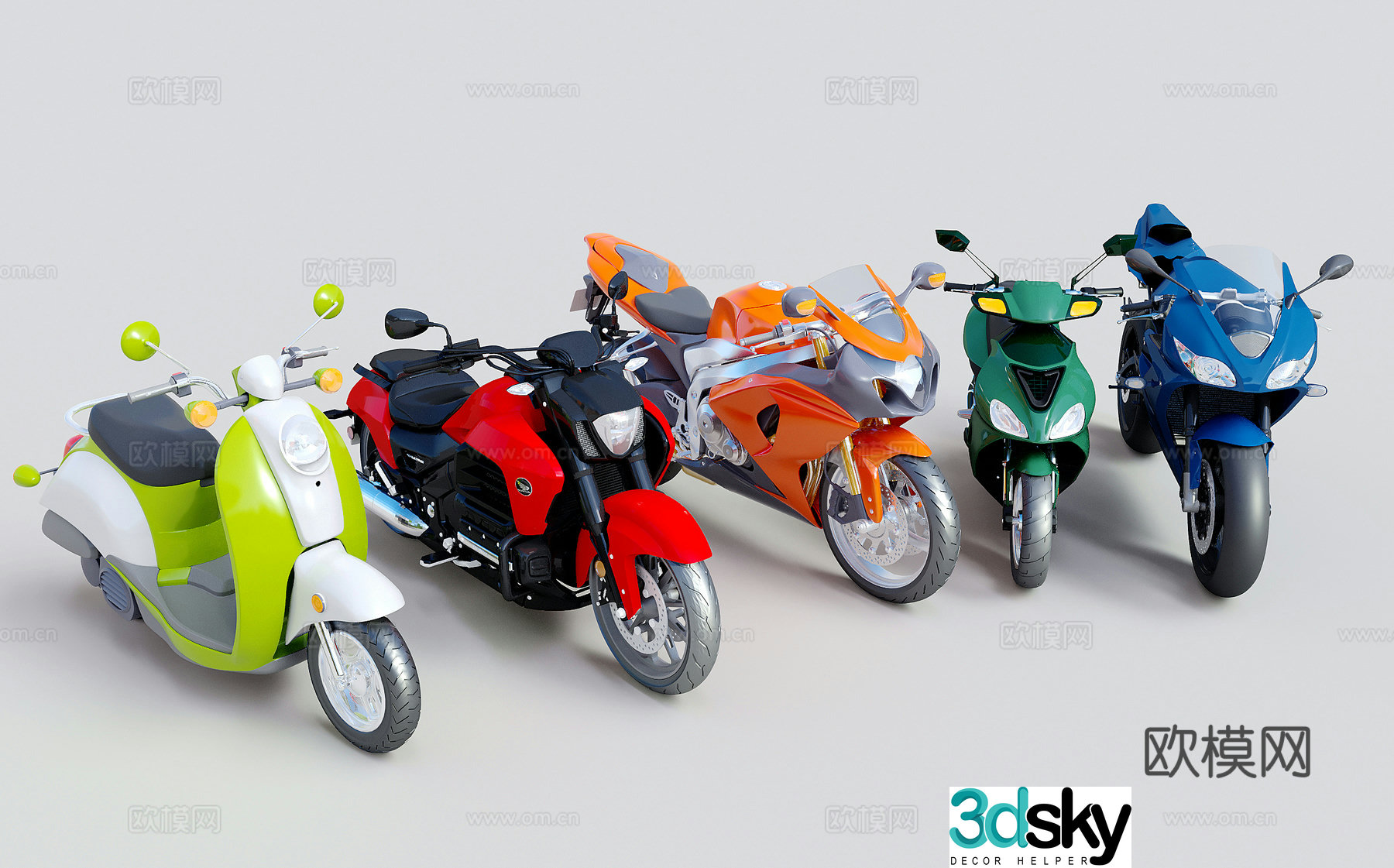 Modern motorcycle racing motorcycle scooter battery car 3d model