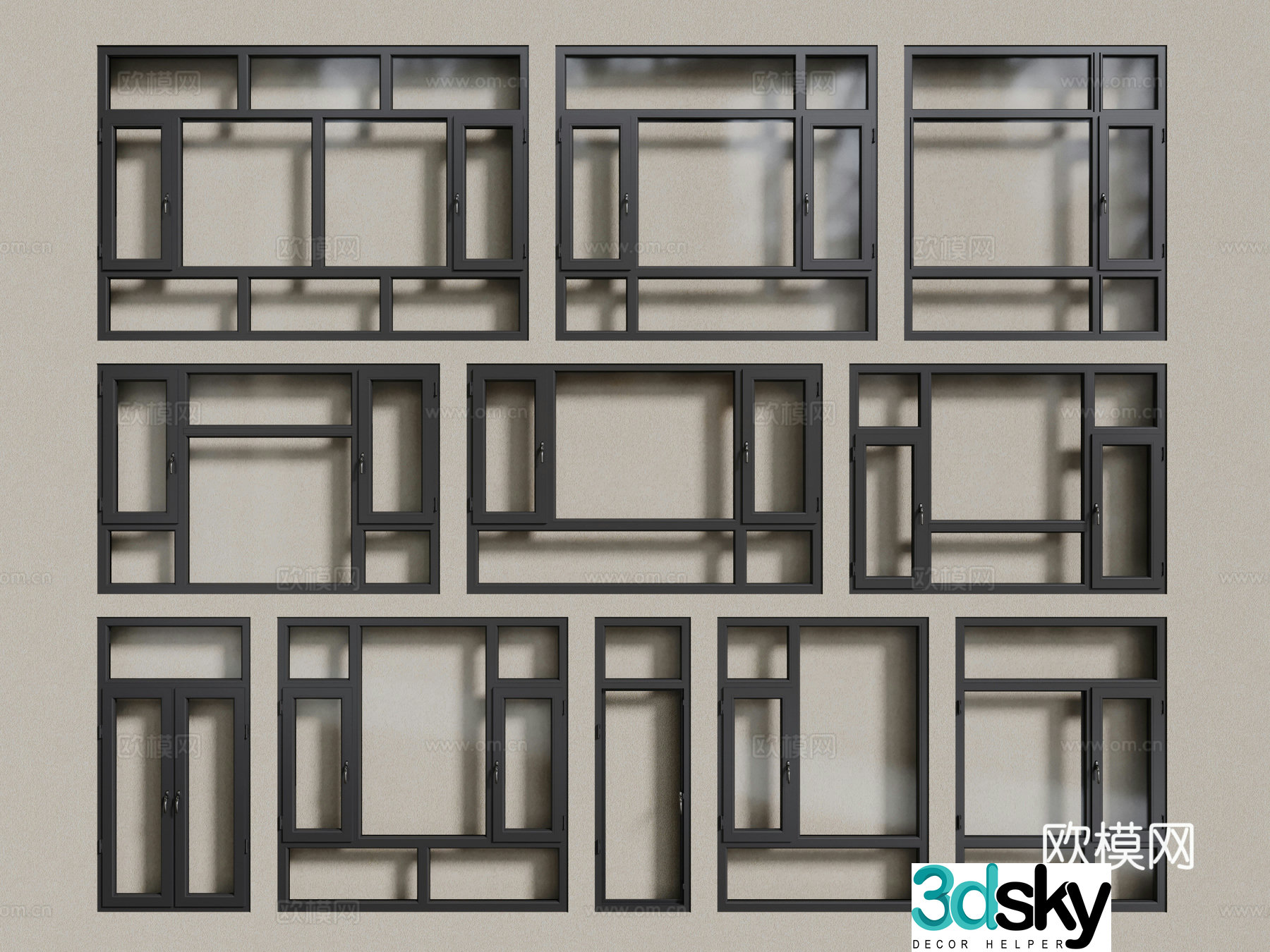 Modern windows aluminum alloy windows casement windows floor-to-ceiling windows 3d model