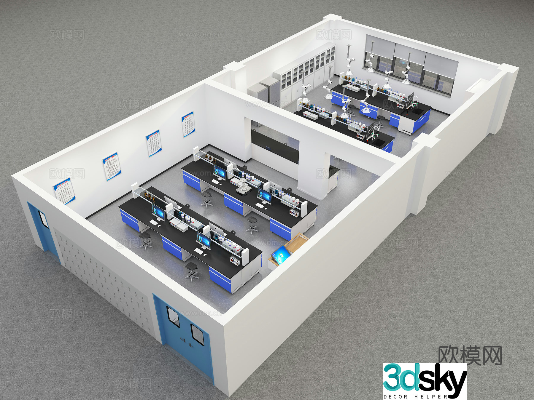 Modern laboratory workbench 3d model