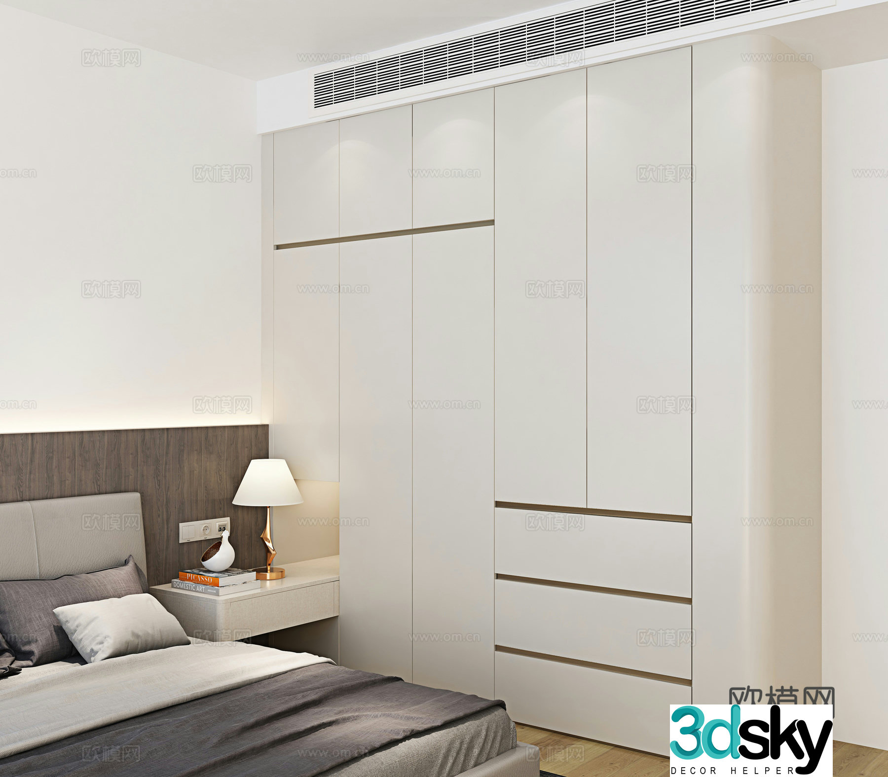 Cream style wardrobe 3d model