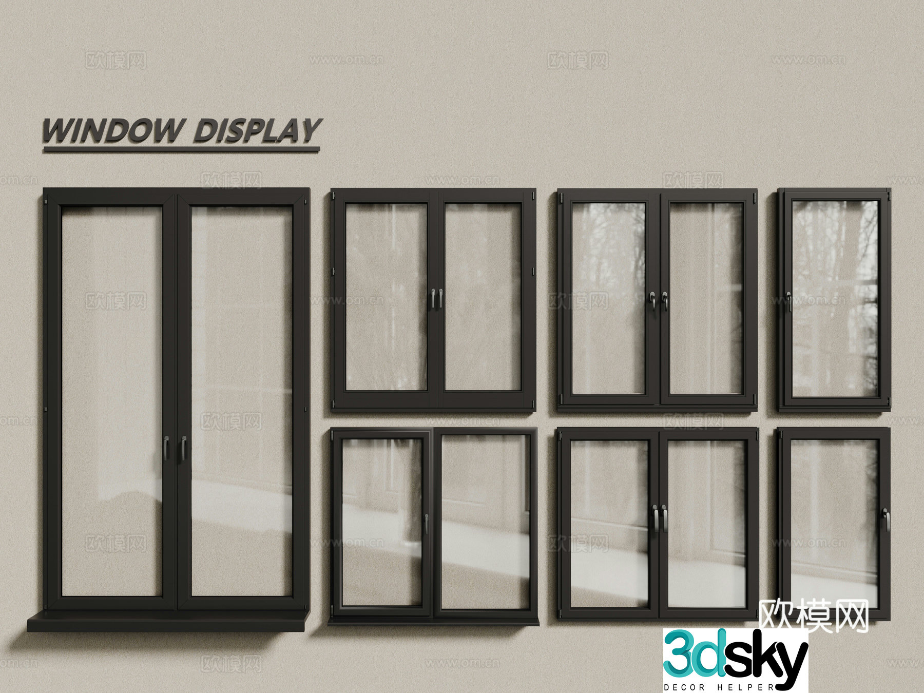 Modern windows aluminum alloy windows casement windows floor-to-ceiling windows 3d model