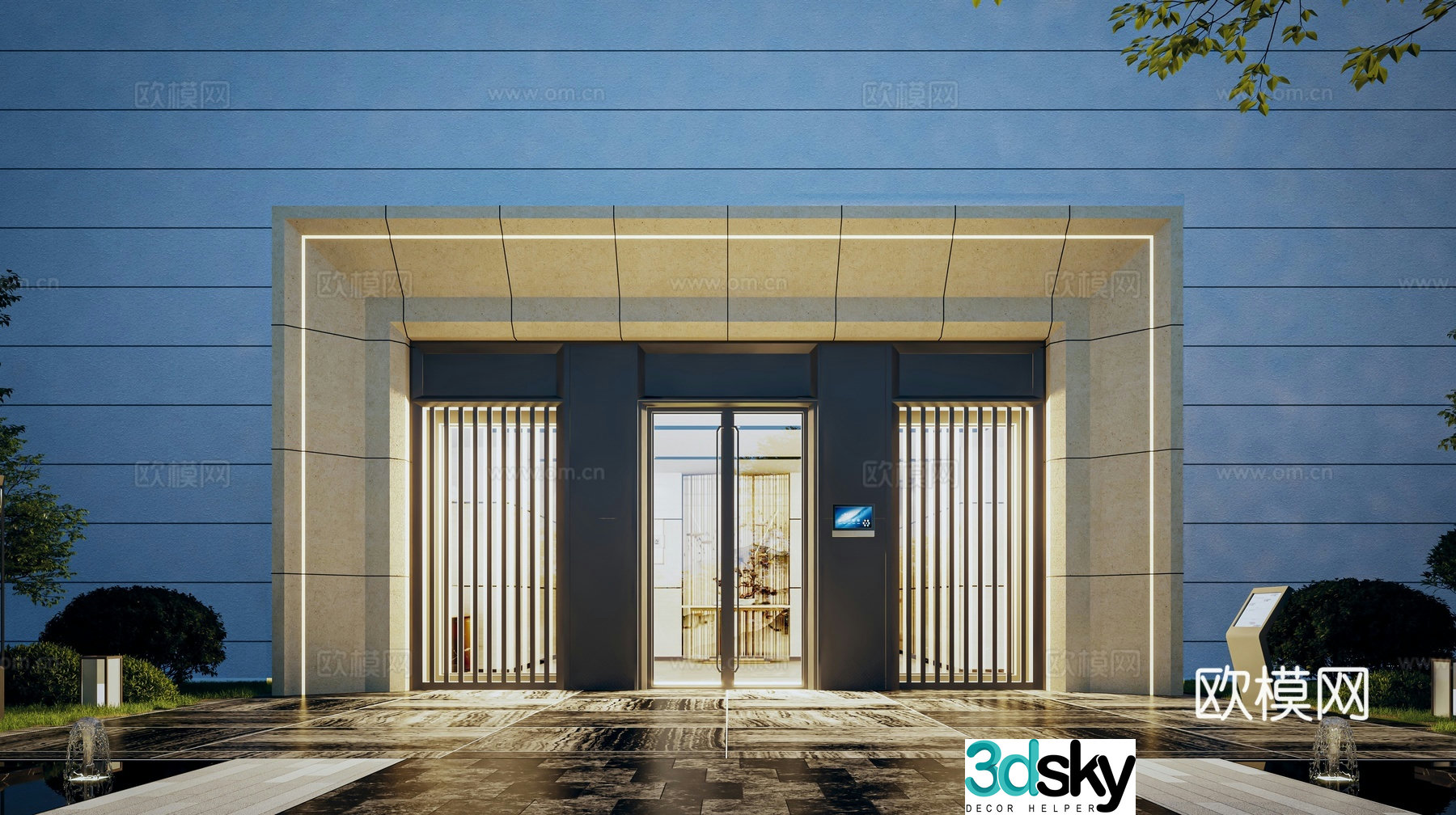 Modern house gate entrance 3d model