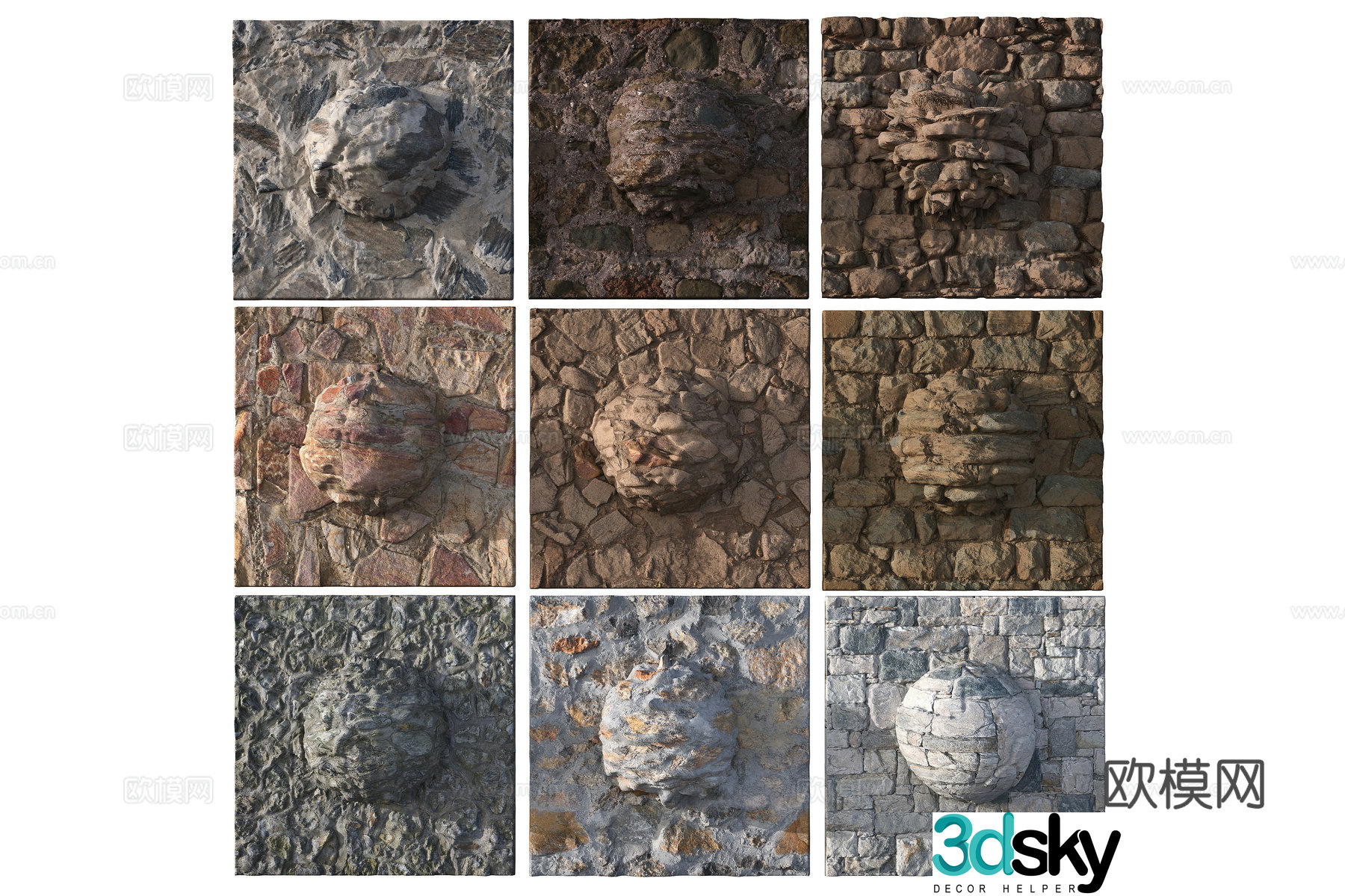 Cultural stone stone wall stone wall retaining wall landscape wall 3d model