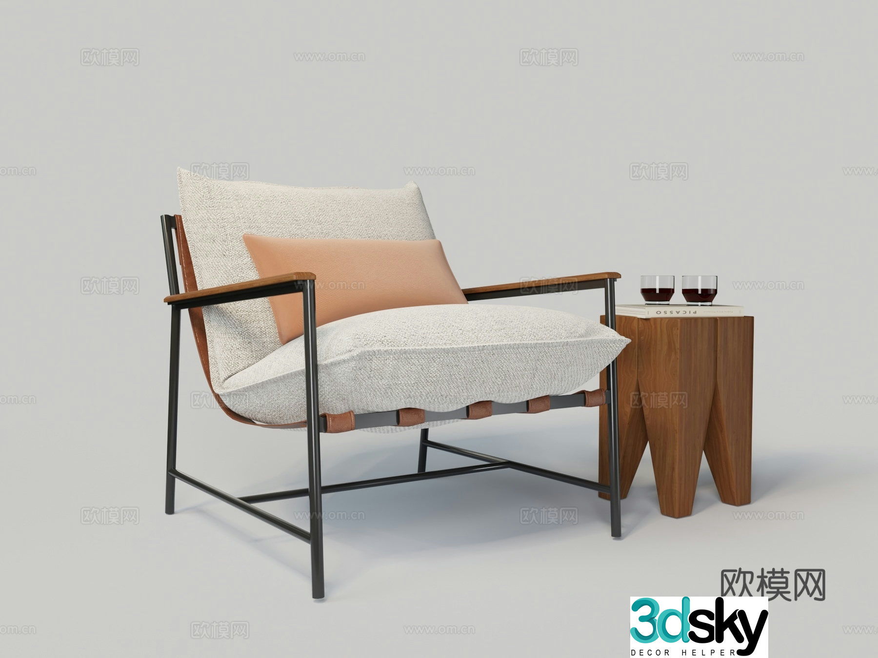 Modern sofa chair leisure chair 3d model