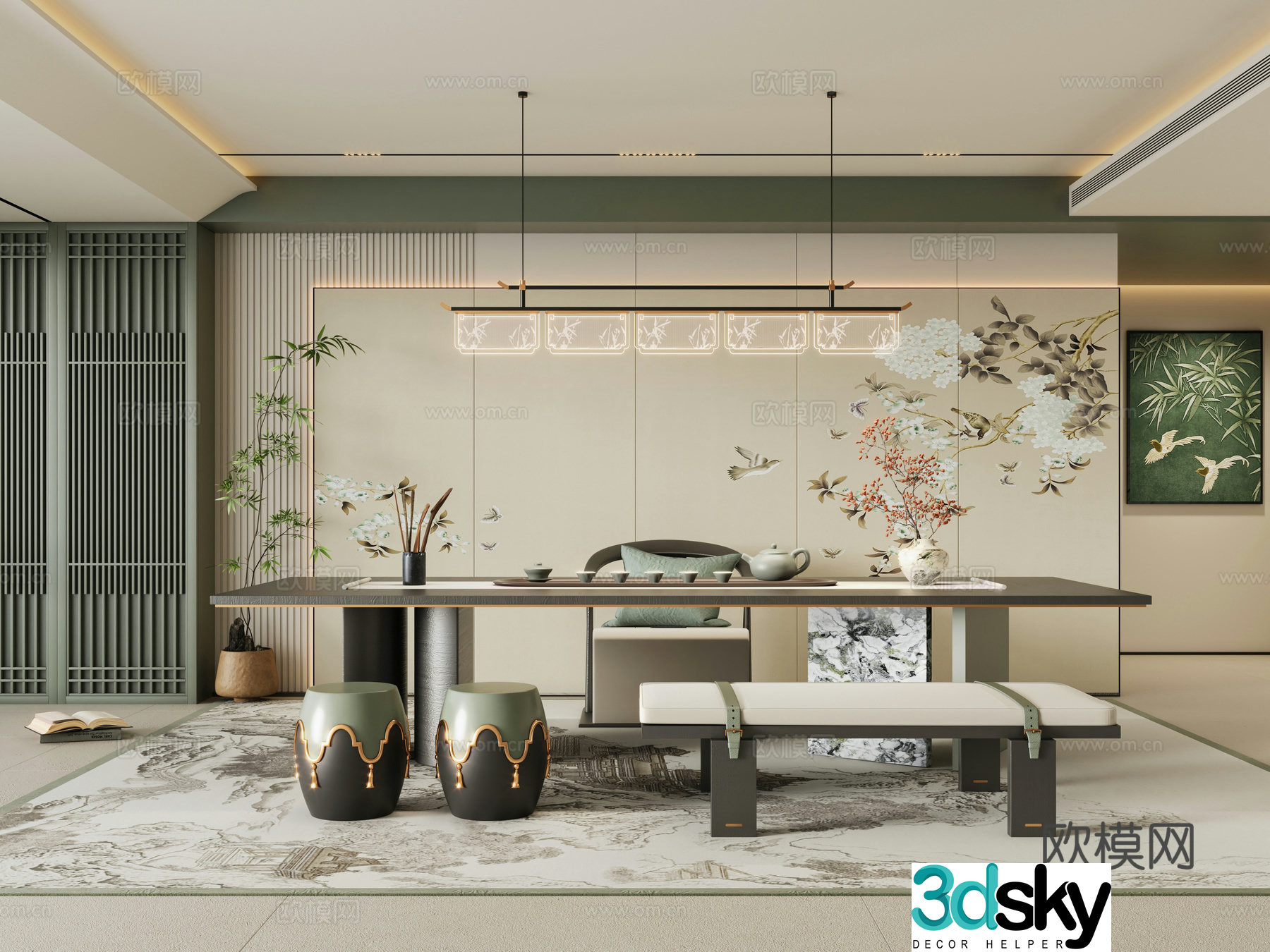 New Chinese tea room 3d model