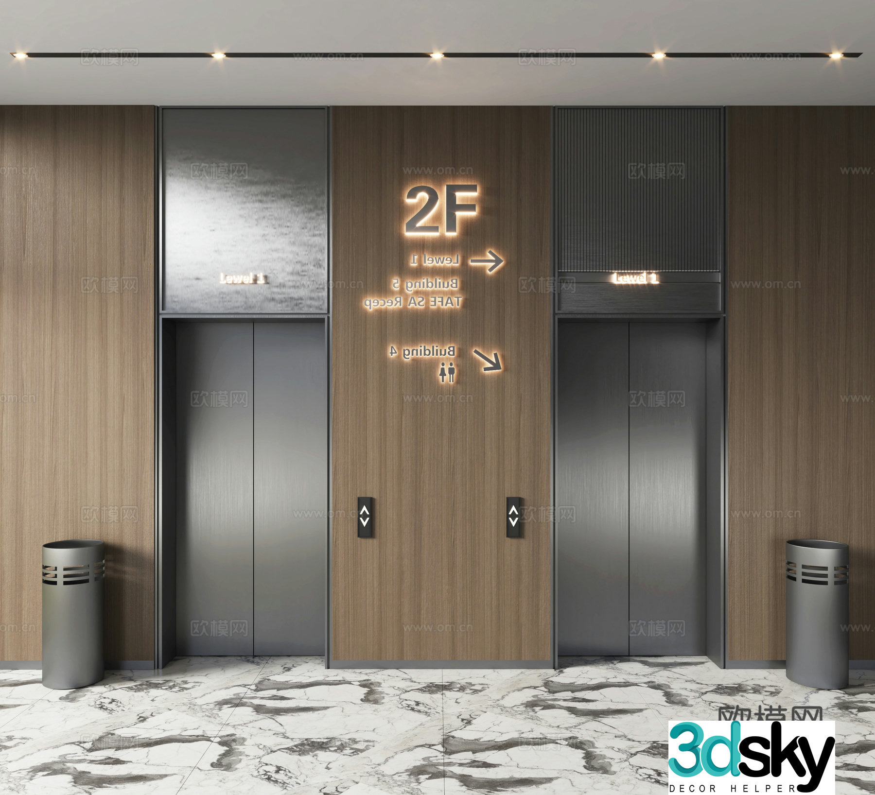 Modern elevator room 3d model