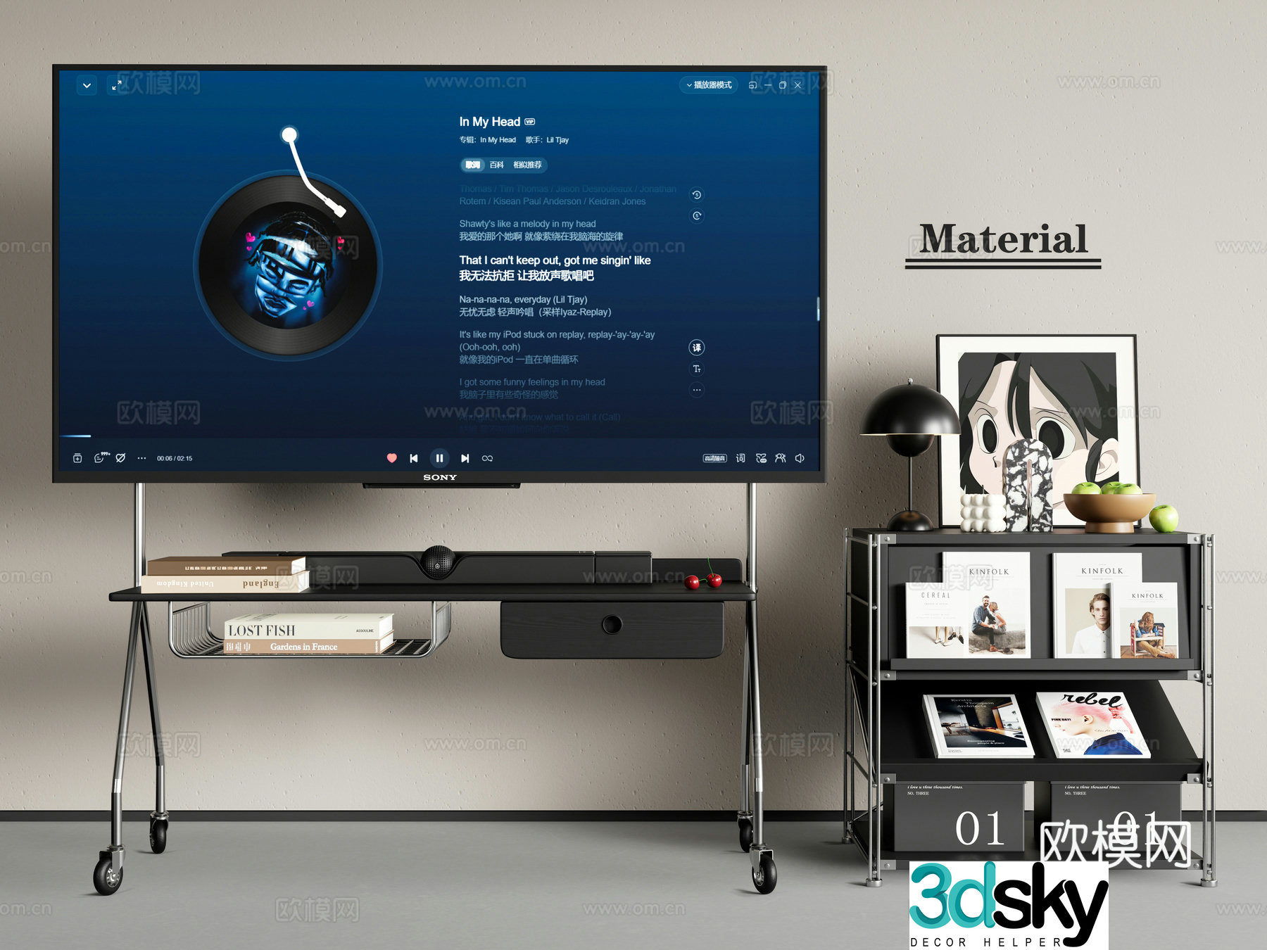 modern tv mobile tv stand tv 3d model