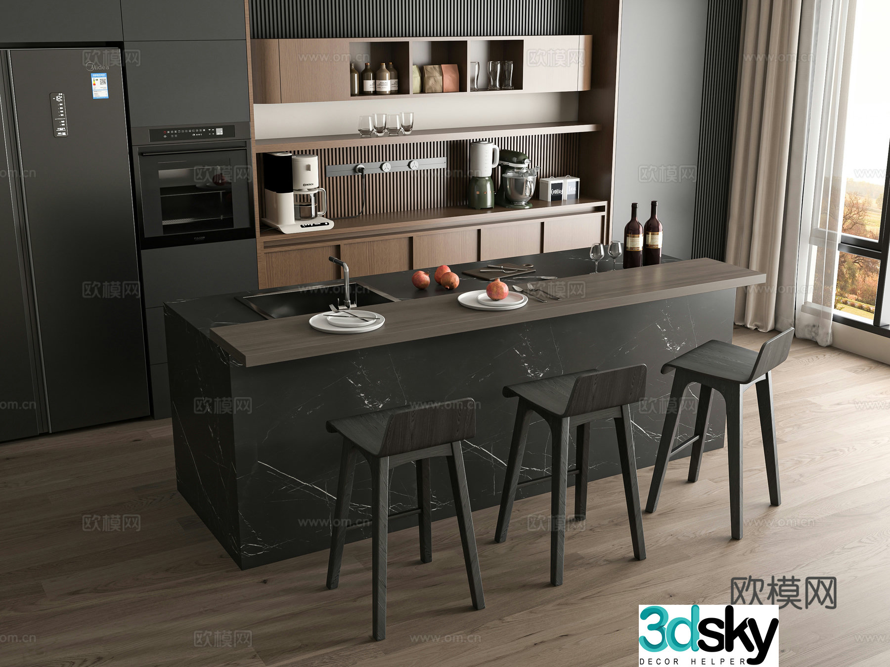 Italian bar Nakashima bar 3D model