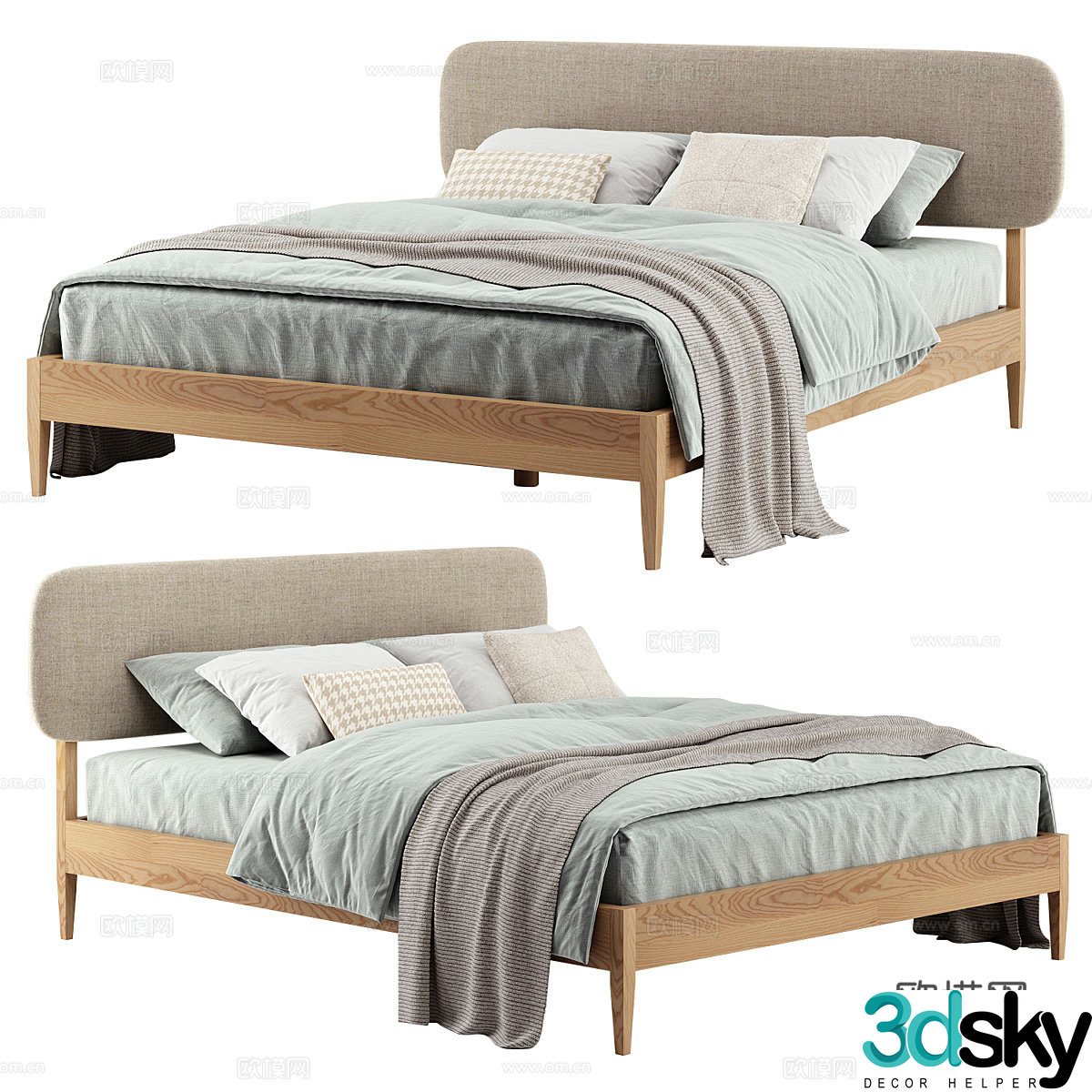 Nordic double bed 3d model