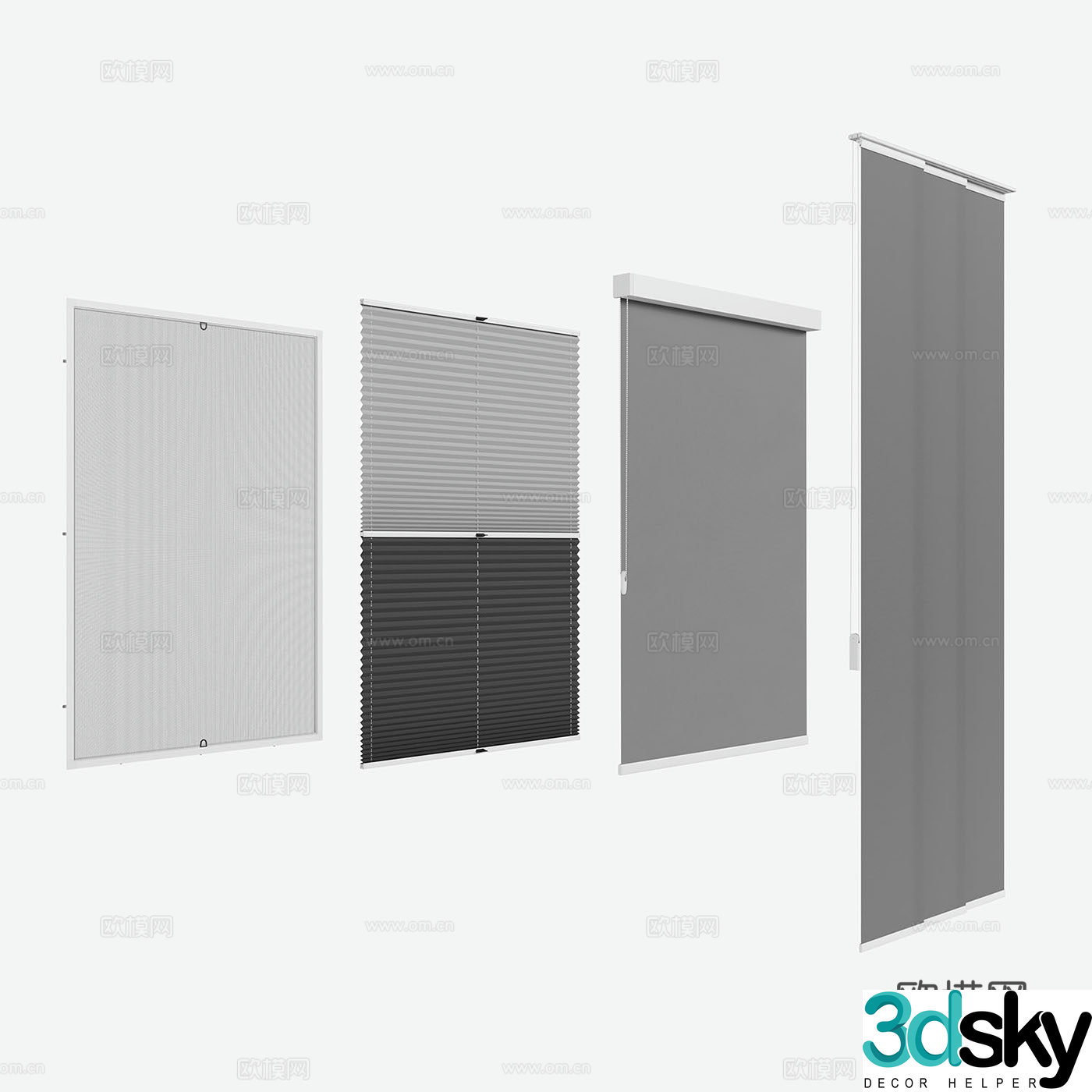 Modern venetian blinds roller blinds gauze curtains mosquito nets Roman blinds 3D model