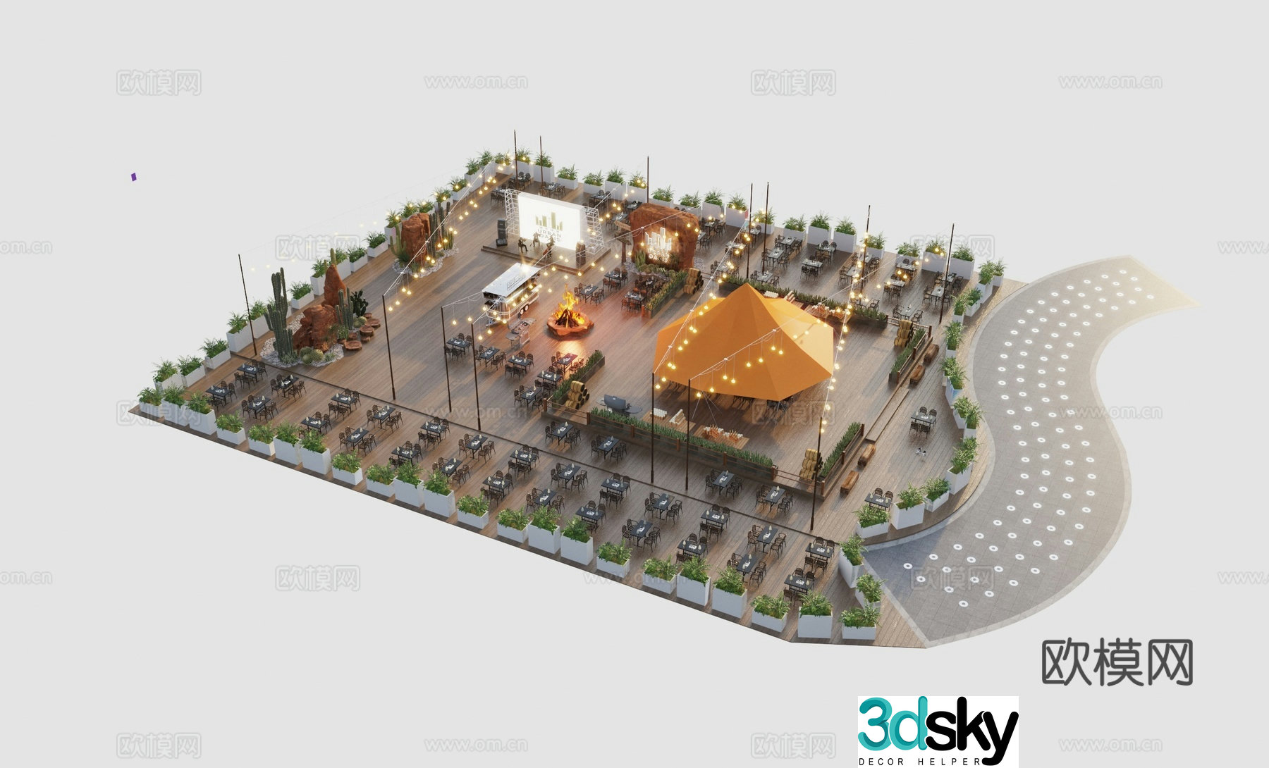Music restaurant commercial layout camping plaza 3D model