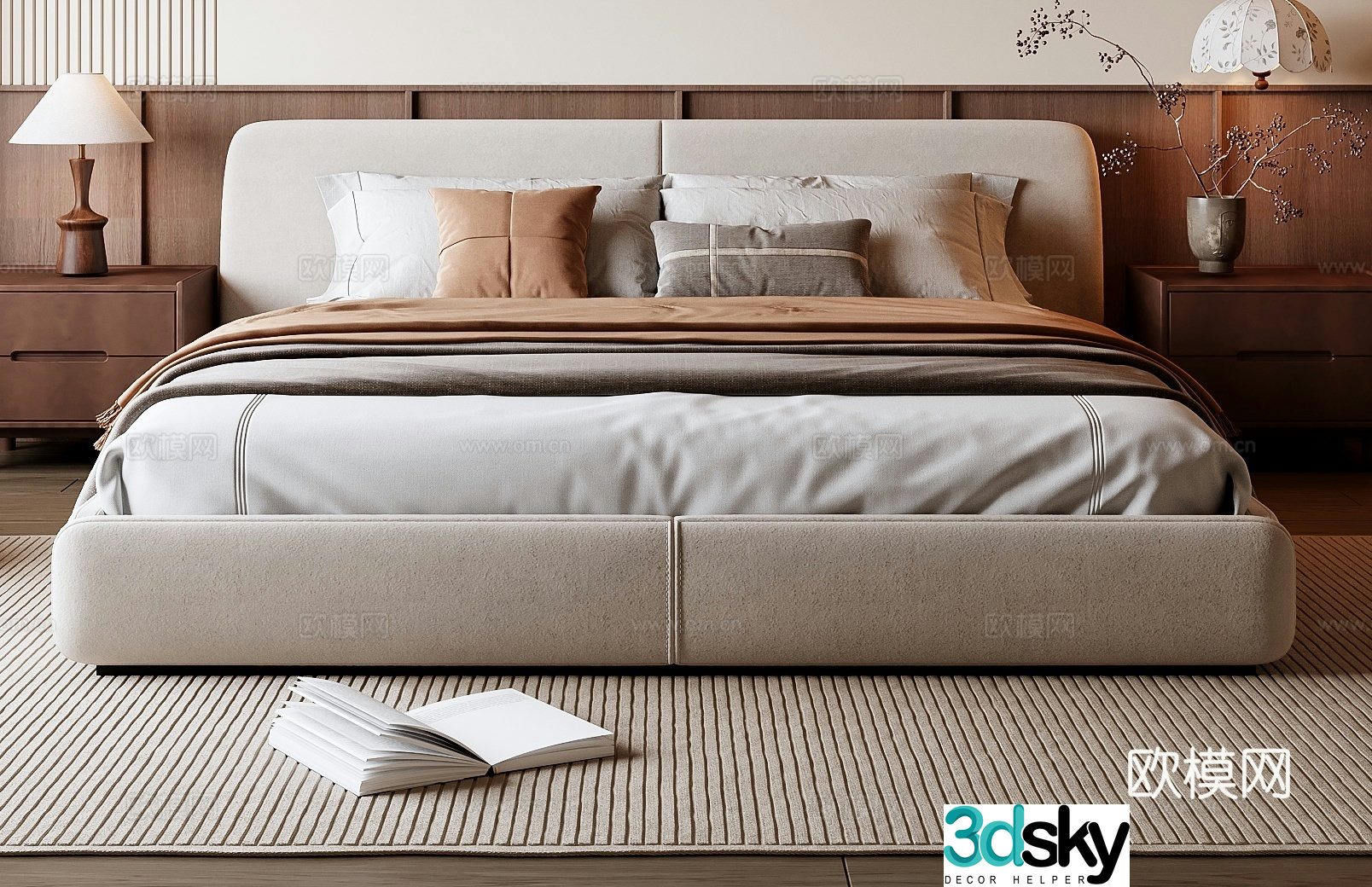 Medieval style double bed 3d model