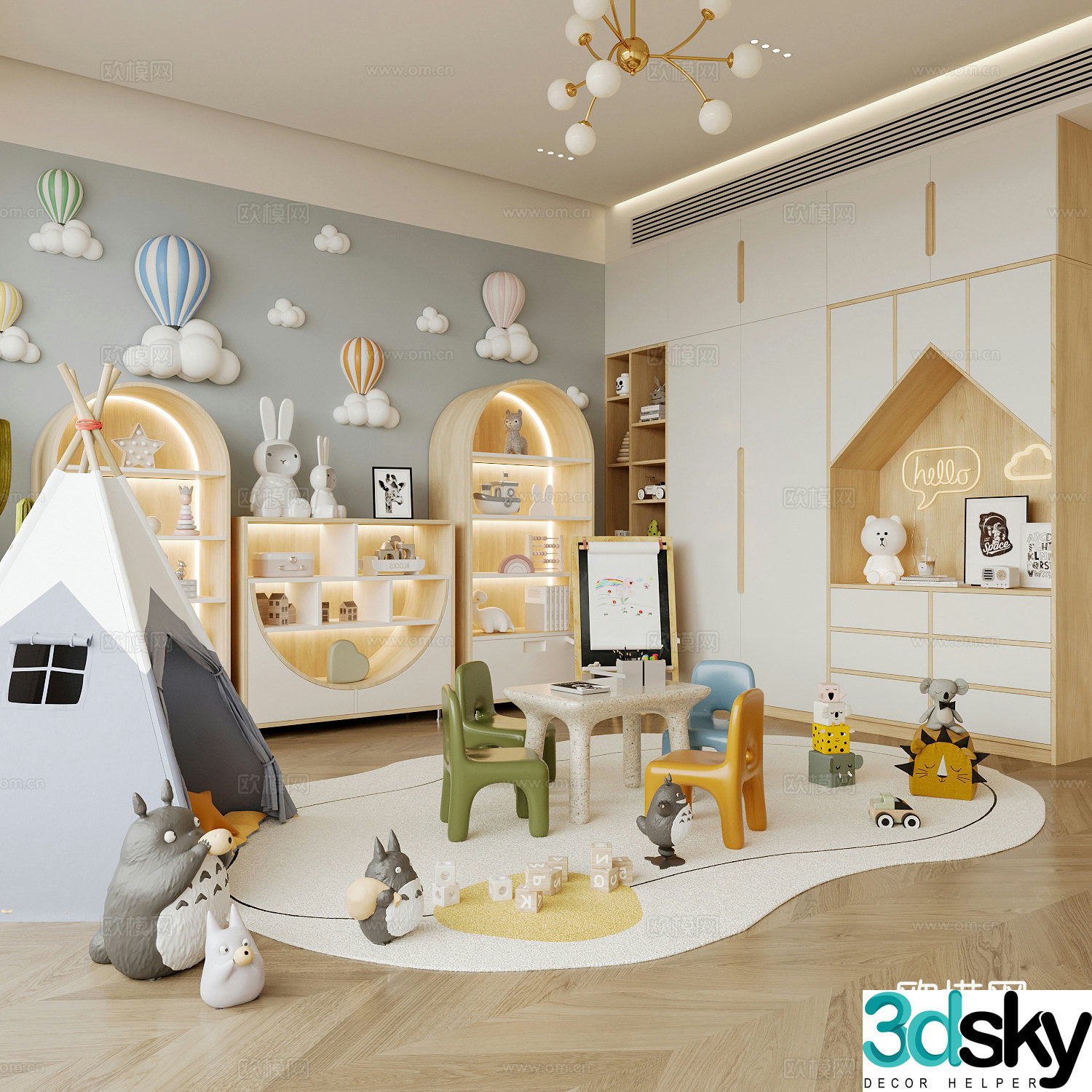 Modern children’s room toy room entertainment room 3D model