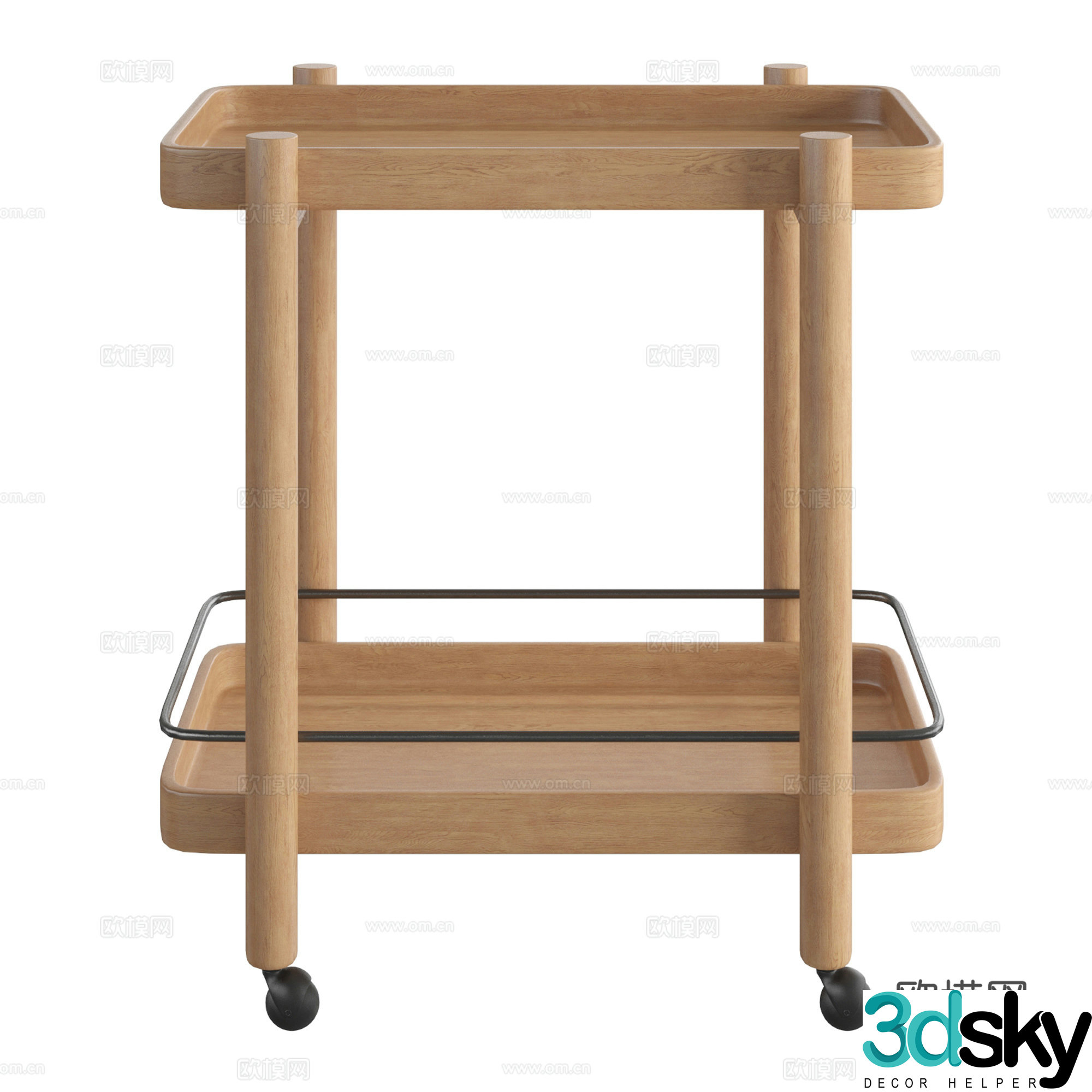 Mobile trolley side table corner table 3d model