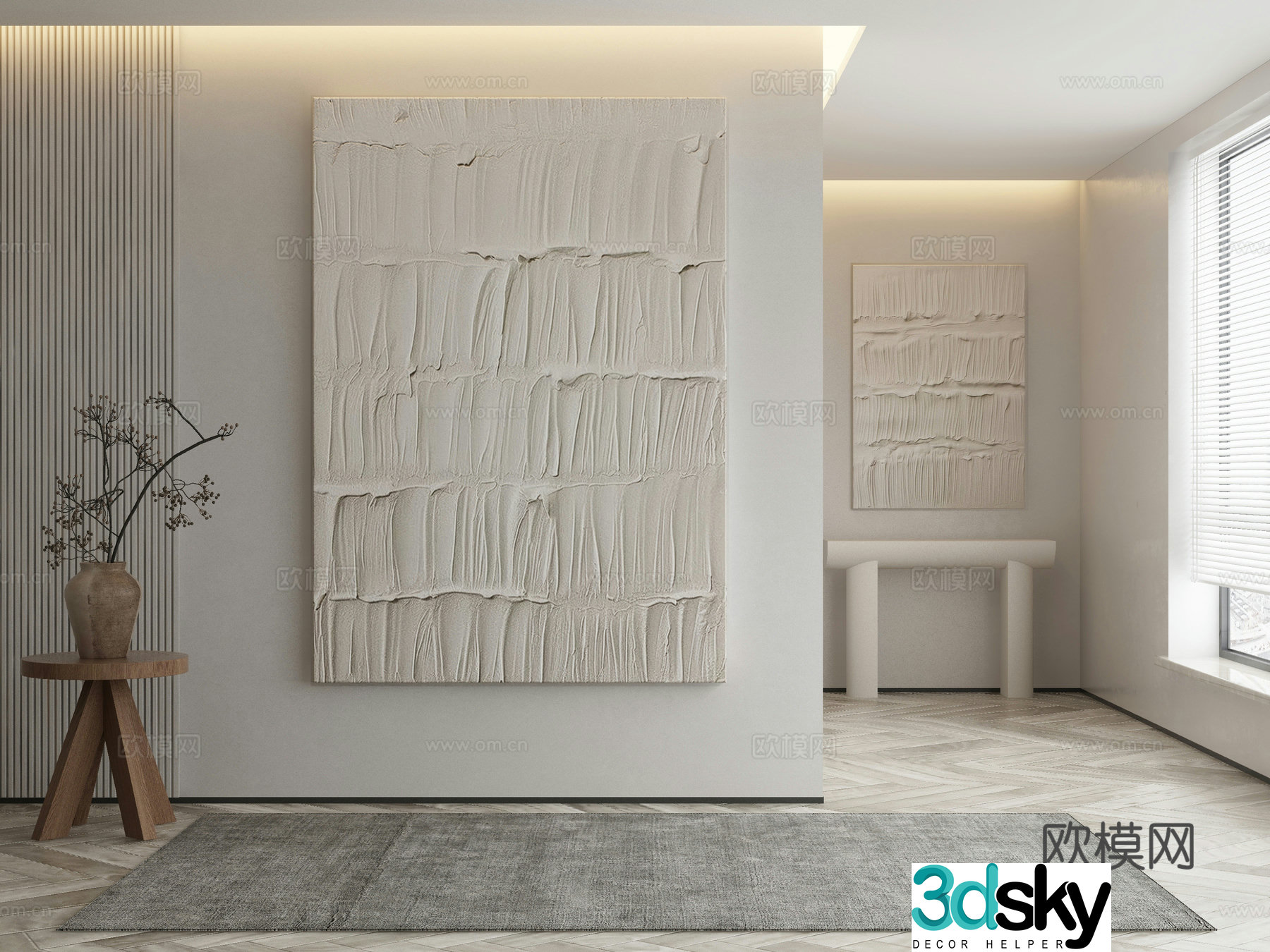 Modern texture painting decorative painting 3d model