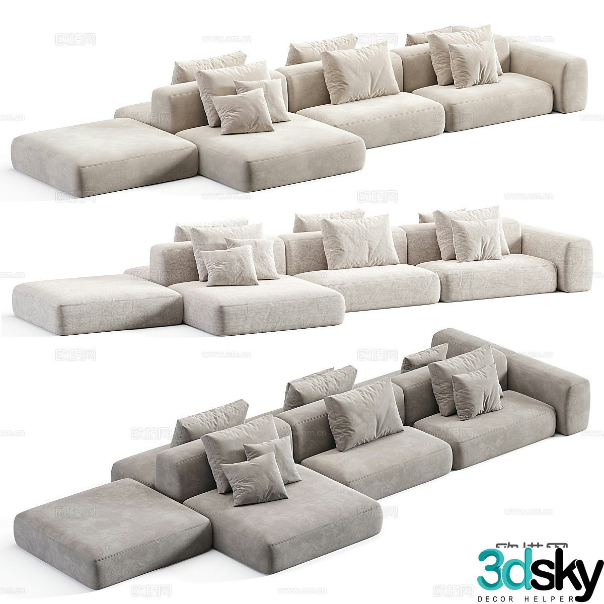 Modular sofa multi-person sofa 3d model
